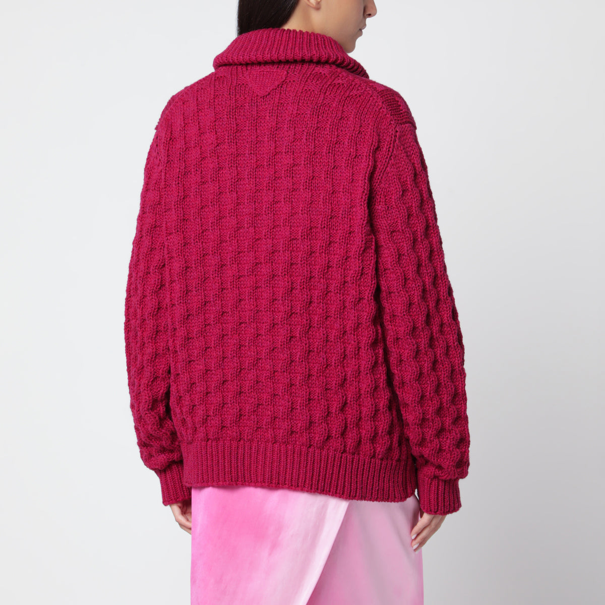 Cardigan en laine vierge framboise