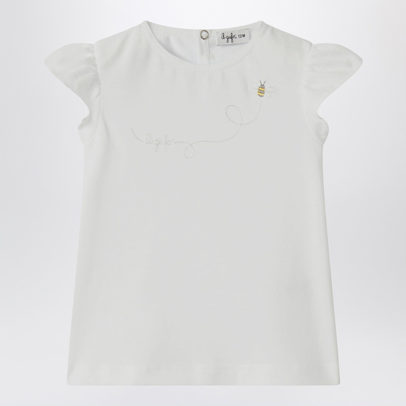 Weißes T-Shirt mit Rüschenärmeln