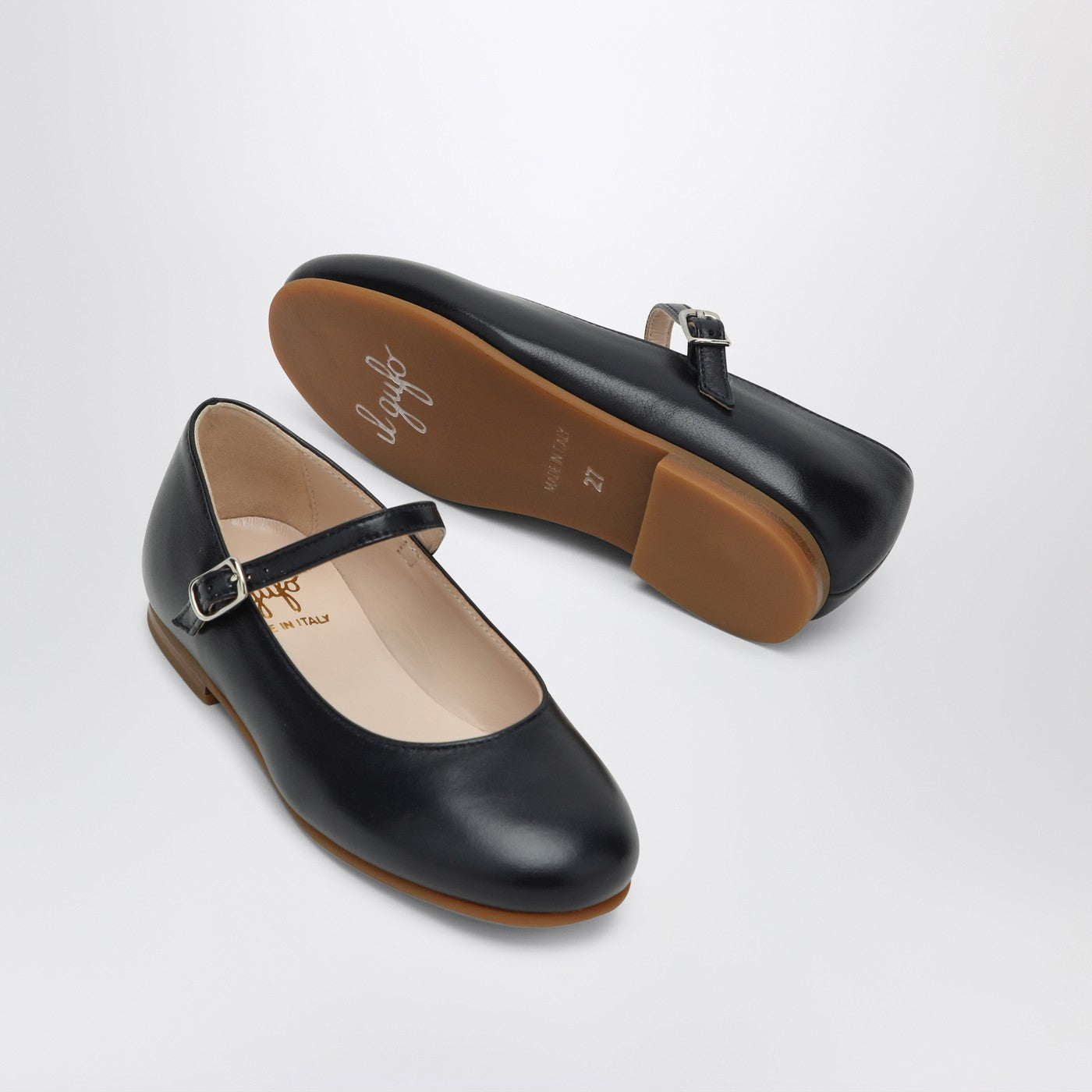 Ballerine blu in pelle con cinturino