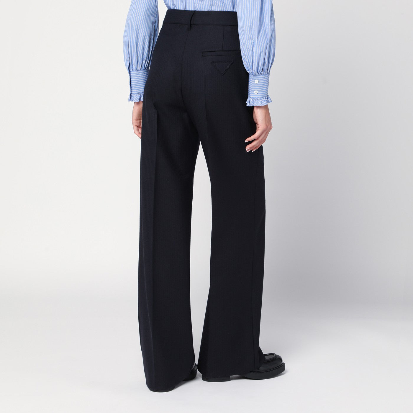 Blue wool wide trousers