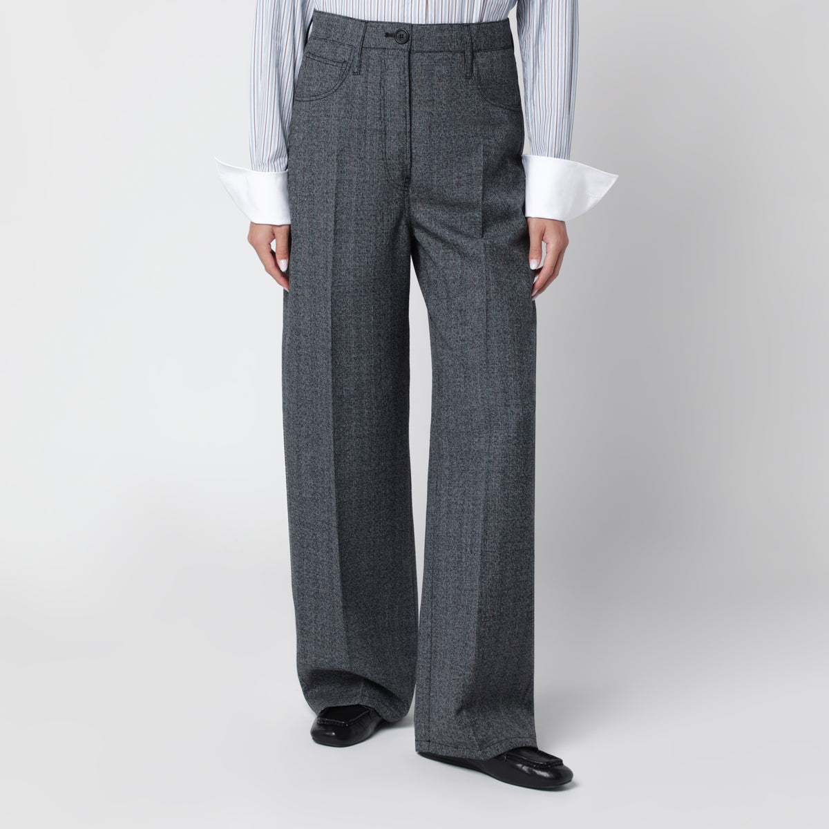 Pantaloni sartoriali neri/grigi in lana