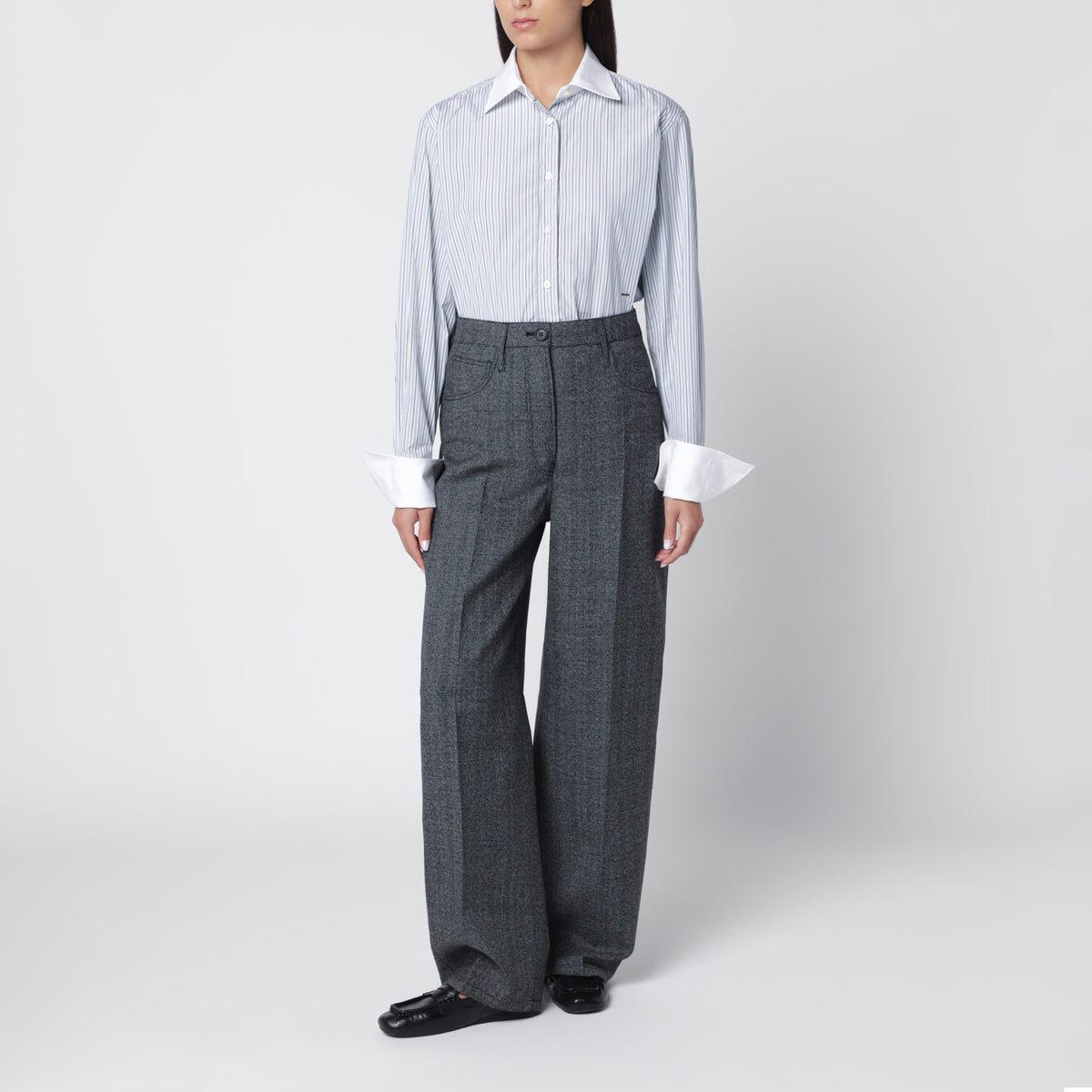 Pantaloni sartoriali neri/grigi in lana