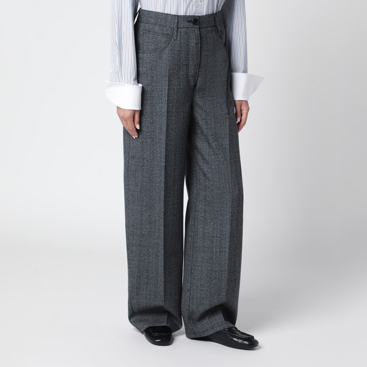 Pantaloni sartoriali neri/grigi in lana