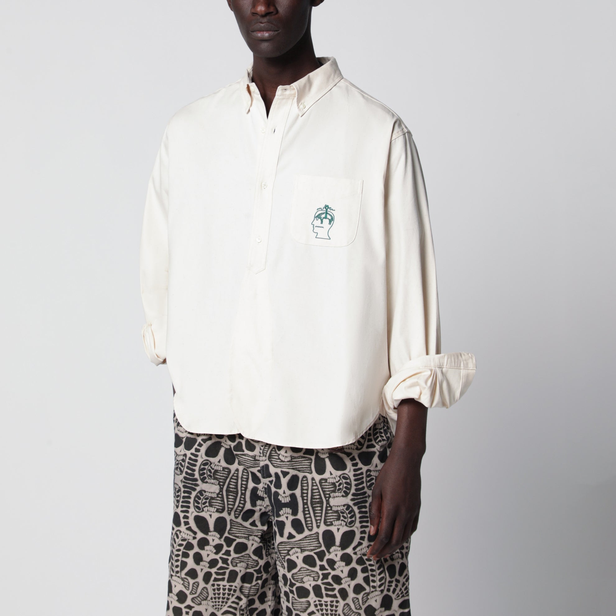Ivory button-down cotton shirt