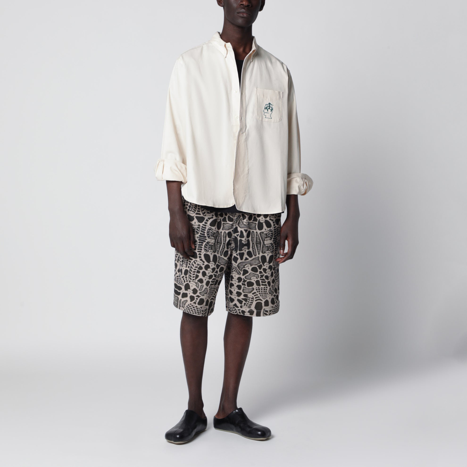 Ivory button-down cotton shirt