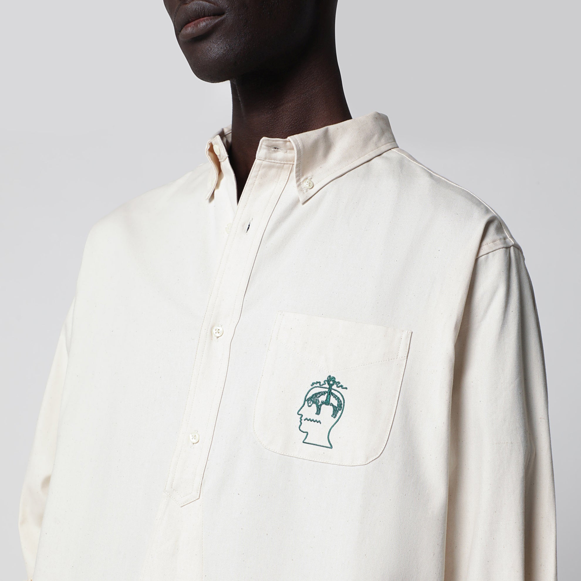 Ivory button-down cotton shirt