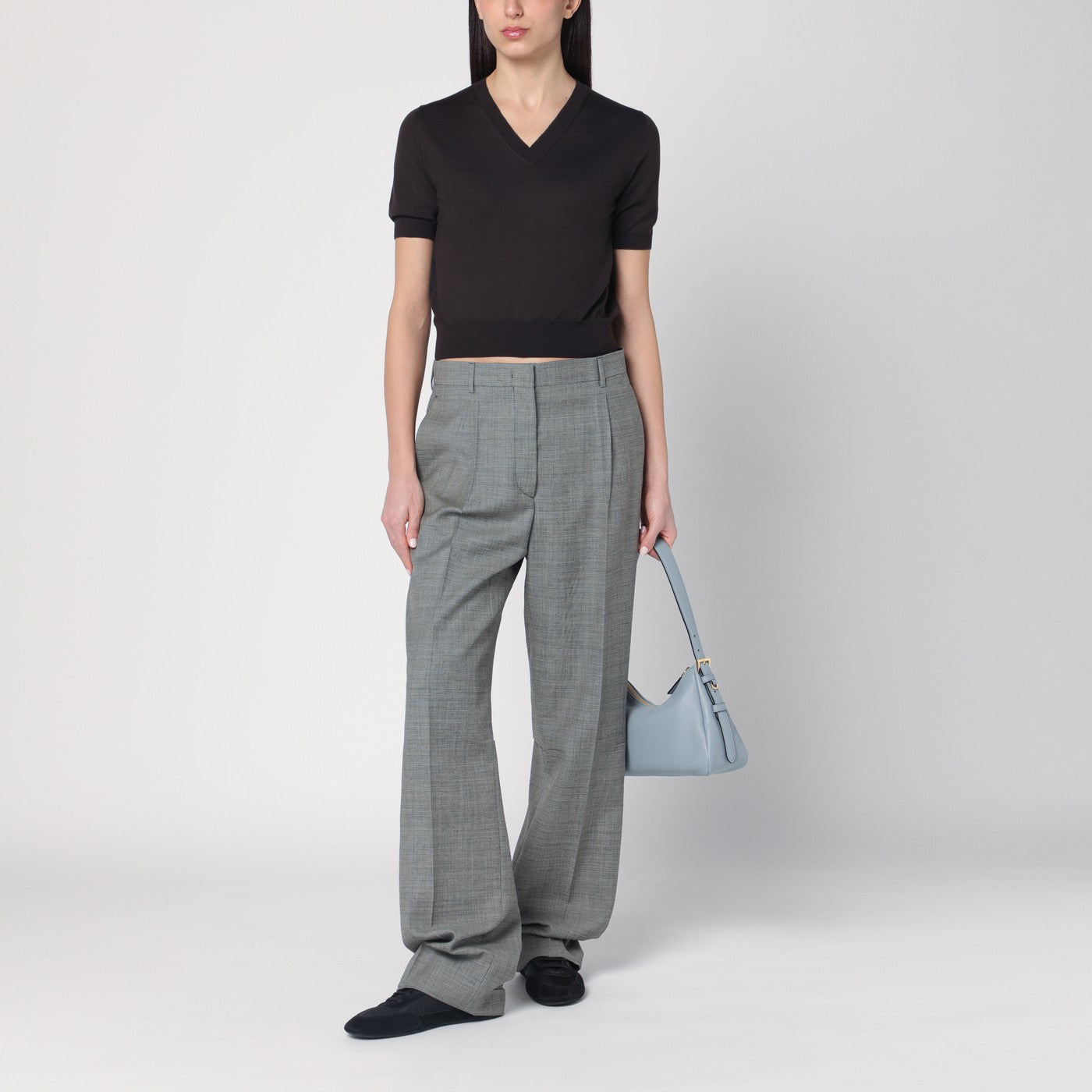 パンツ 2000s PRADA Archive Dark Gray Slacks Prada Wide grey trousers in wool | TheDoubleF