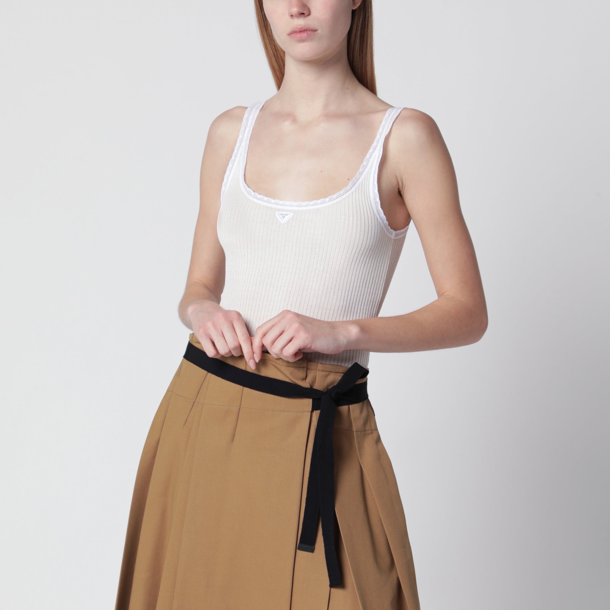 White ribbed cotton top