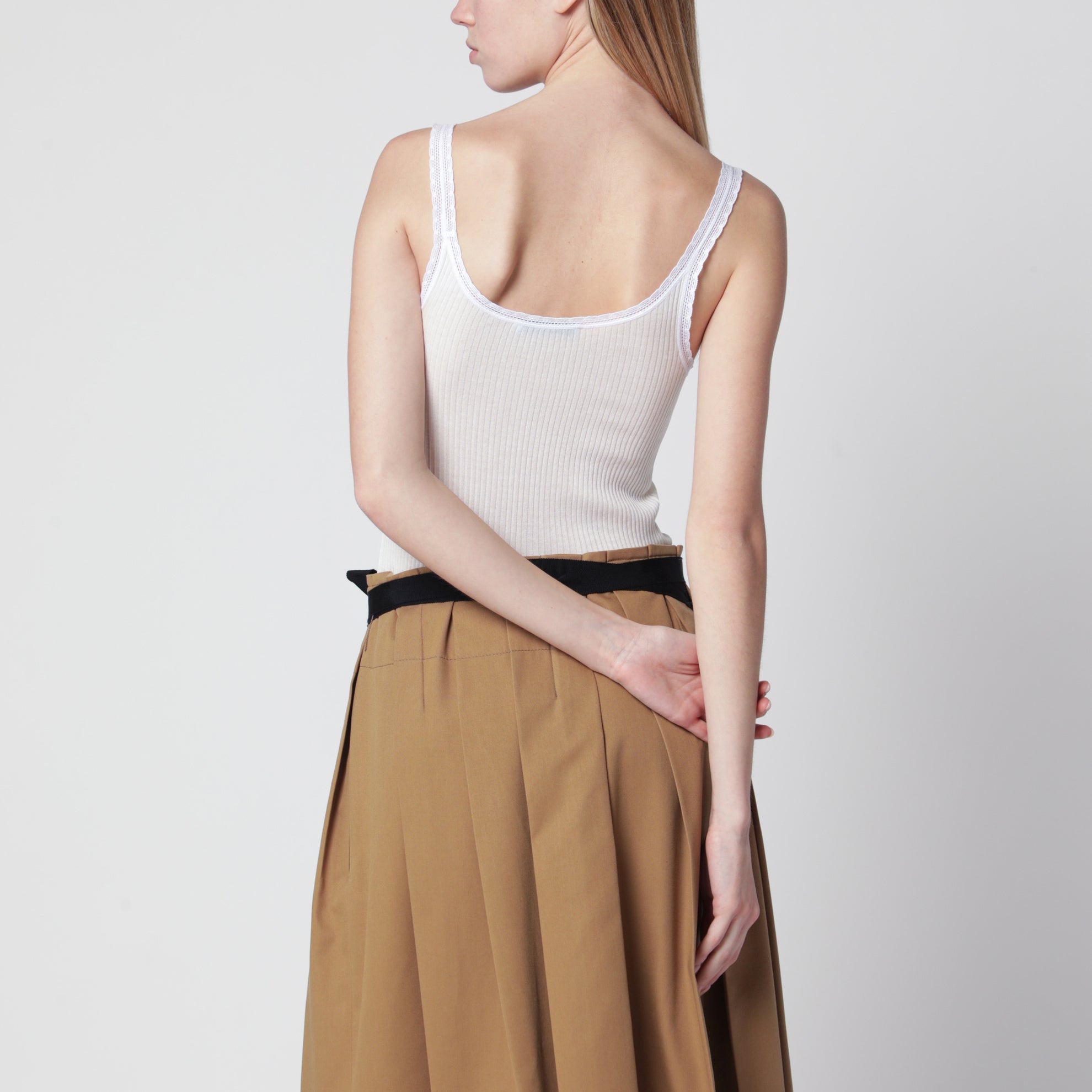 White ribbed cotton top