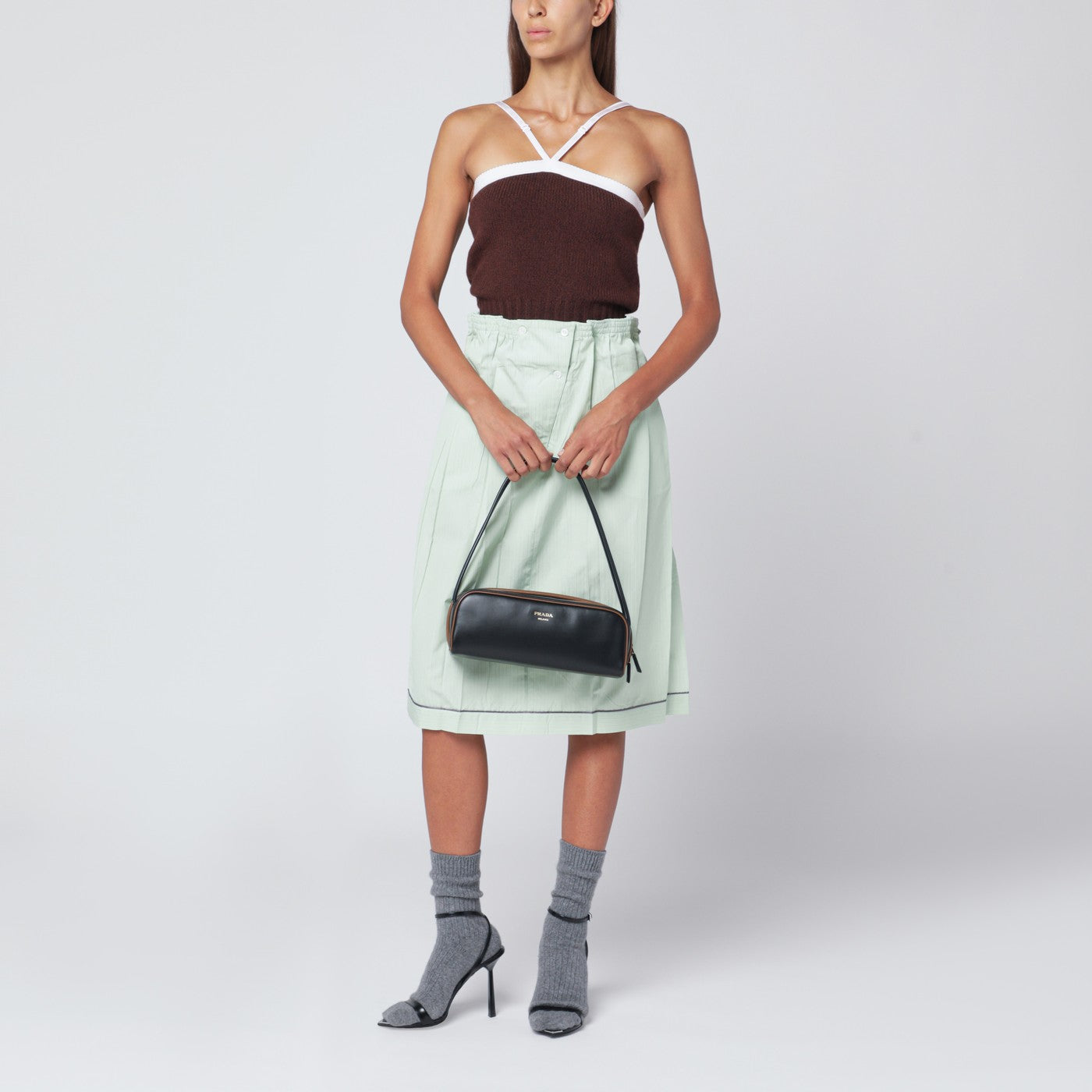 Top in lana e cashmere marrone