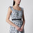 Floral-print pongee dress in light blue