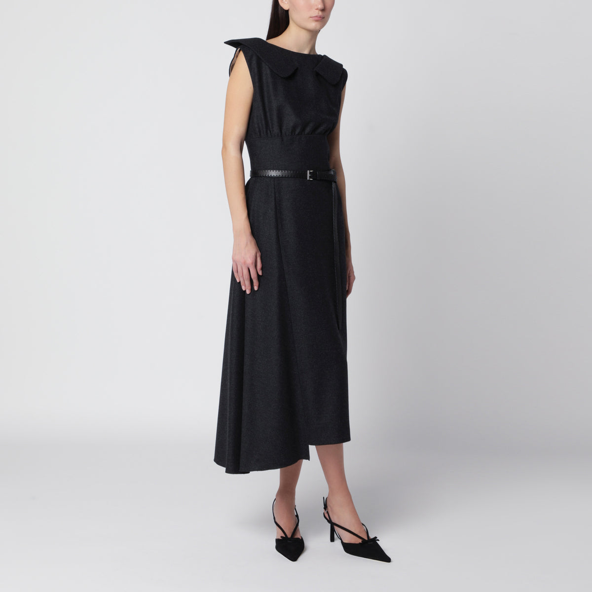 Asymmetric Antracite Re-Wool dress