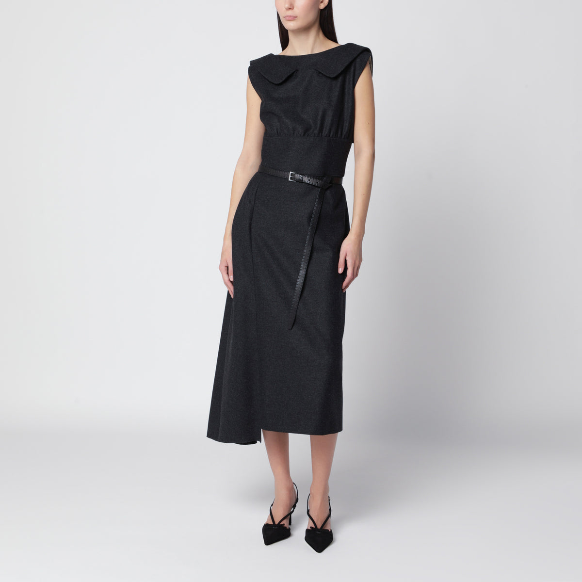 Asymmetric Antracite Re-Wool dress
