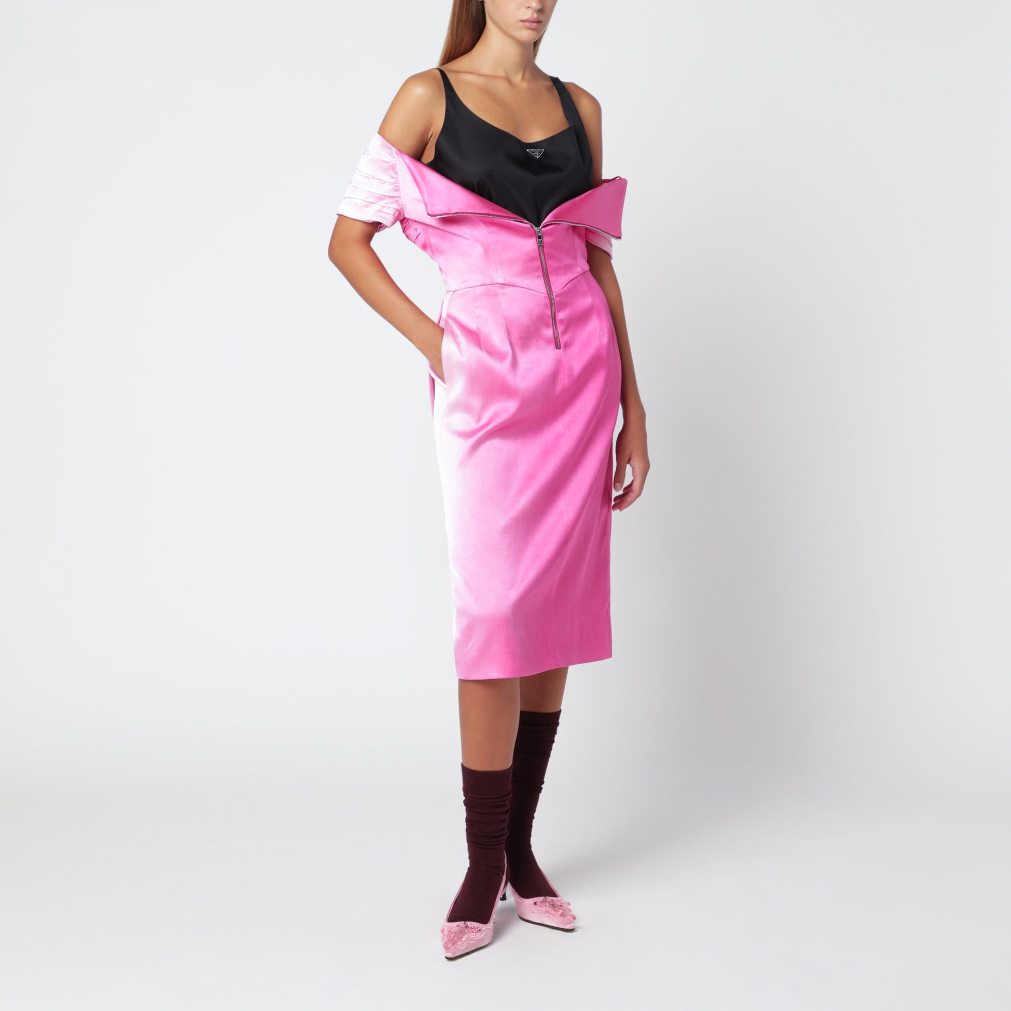 Fuchsia washed duchesse dress