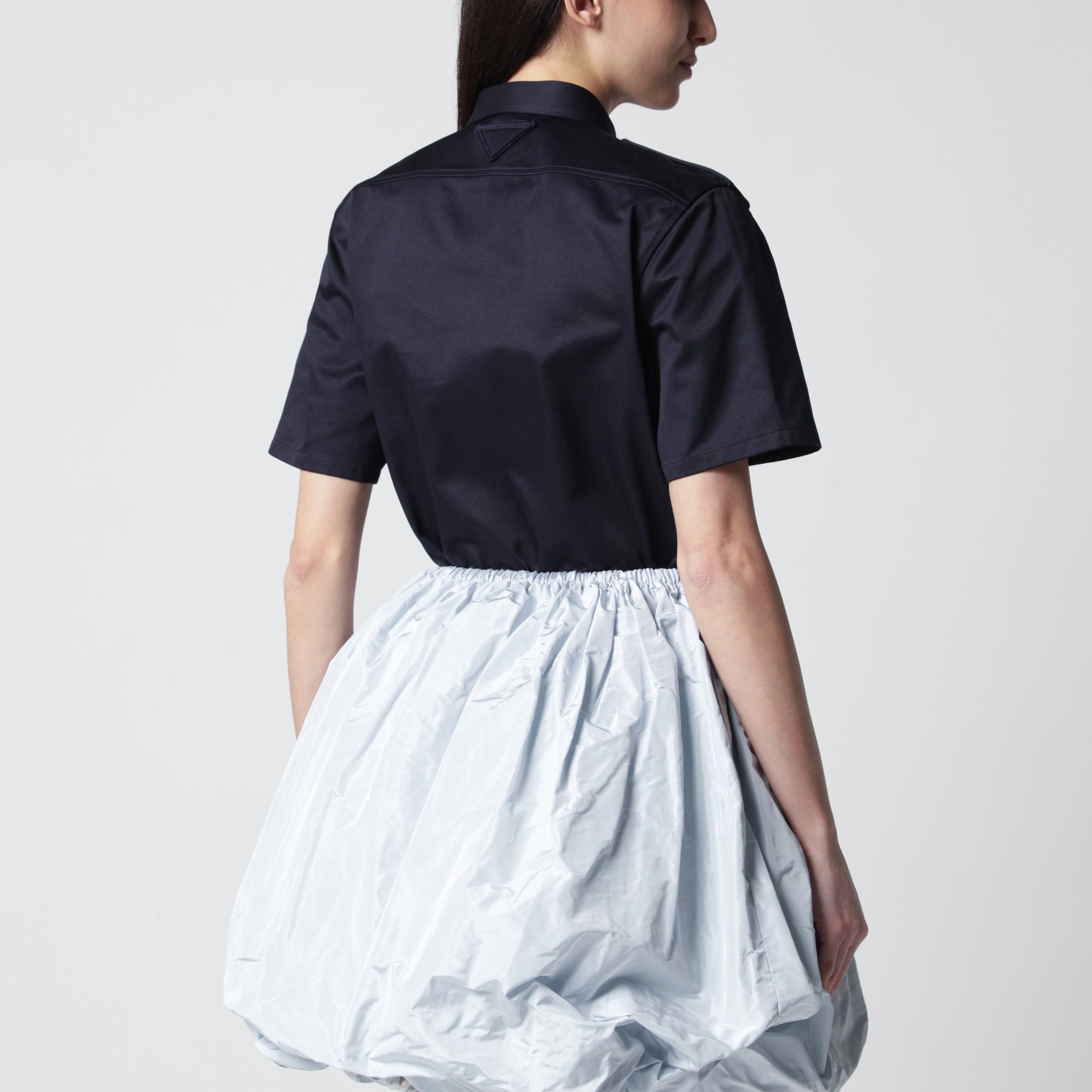 Short-sleeve chino shirt in blue cotton