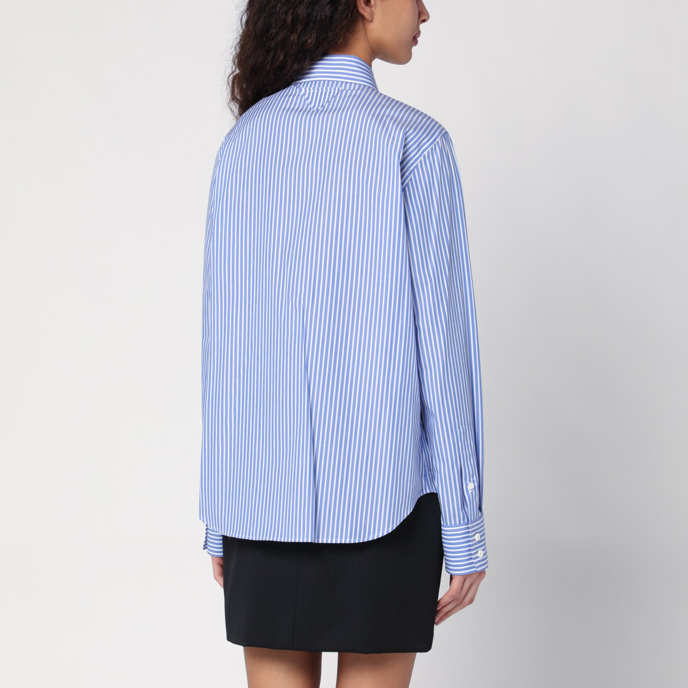 Light blue poplin shirt with rhinestones