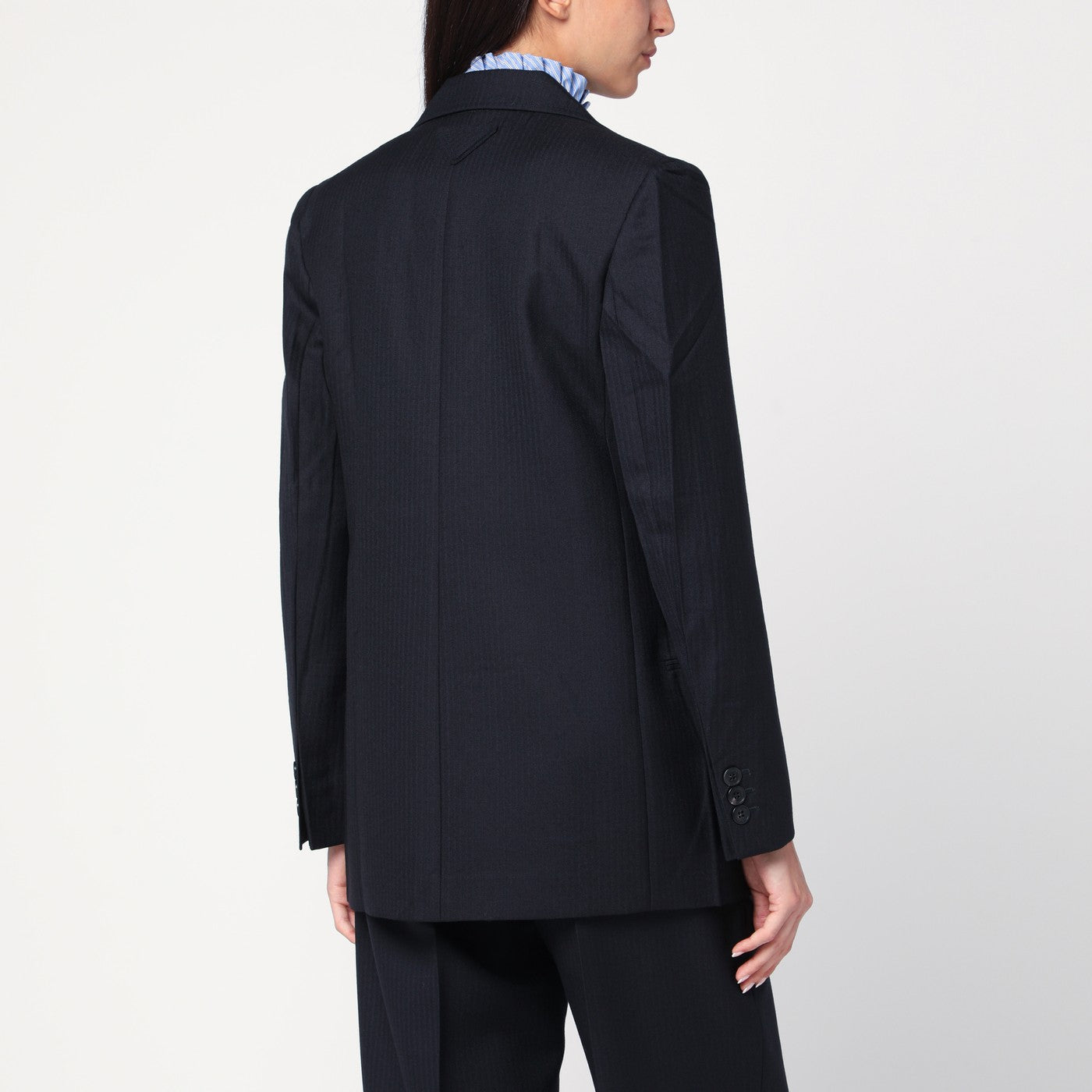 Veste bleue à simple boutonnage en laine