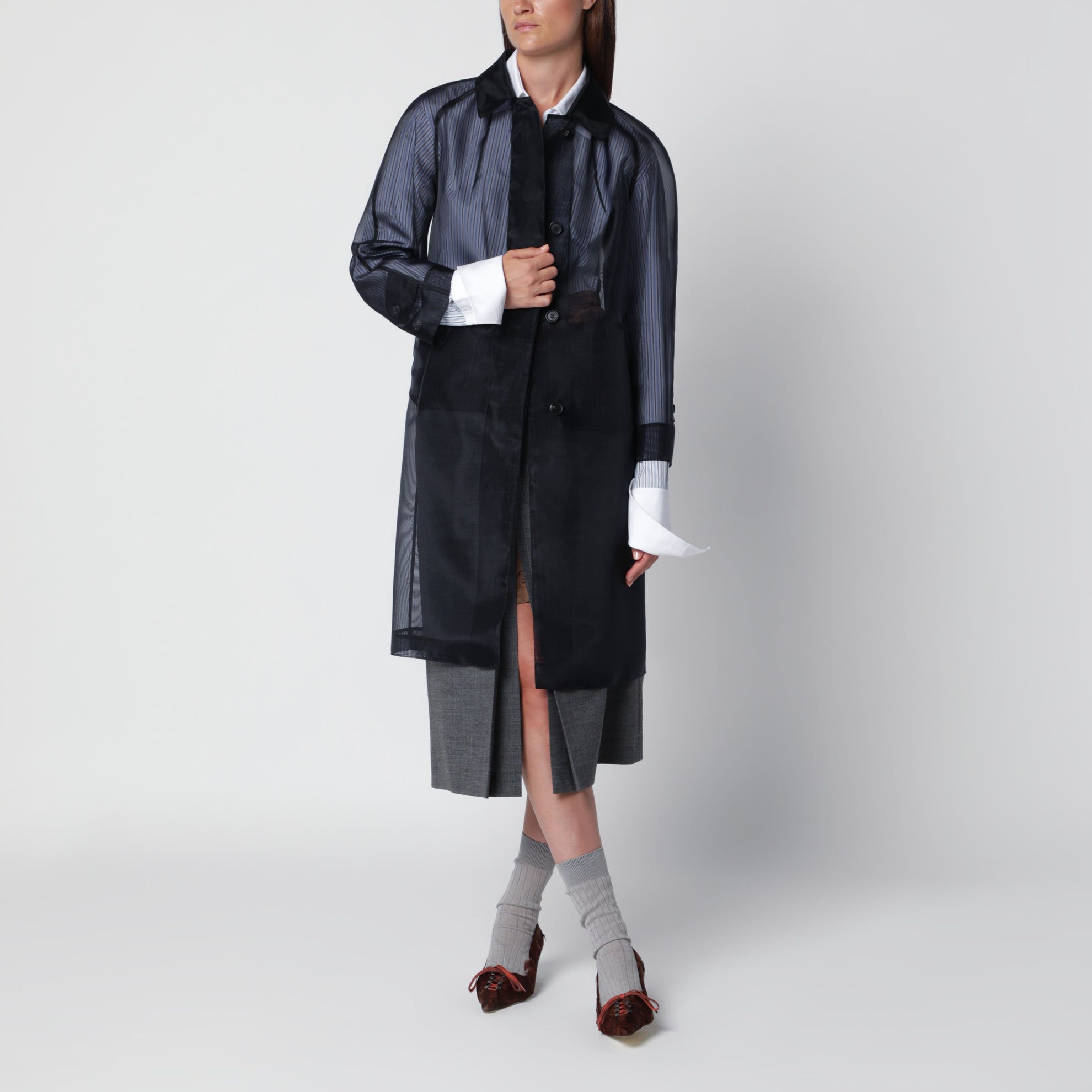 Pardessus droit bleu en crinoline