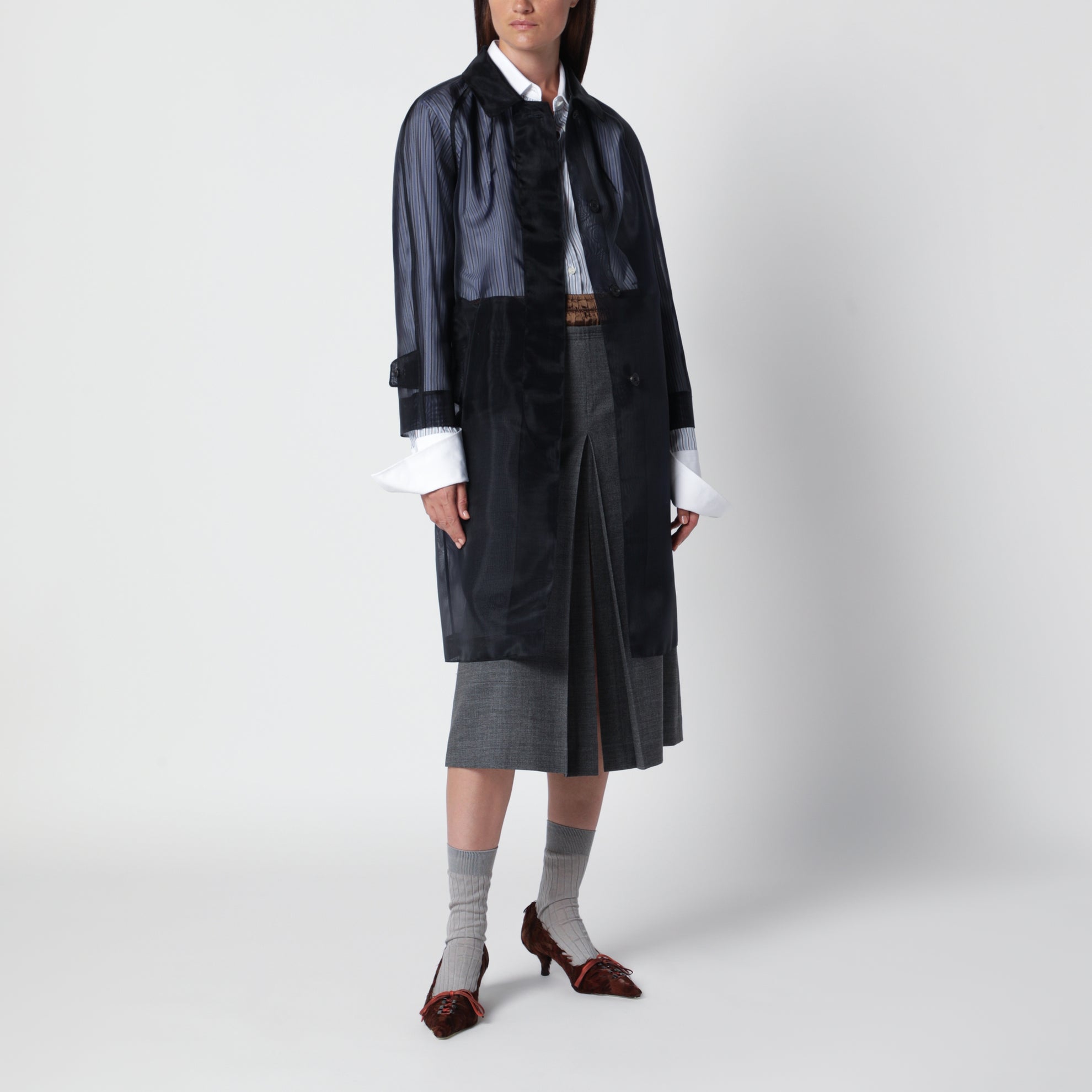 Pardessus droit bleu en crinoline