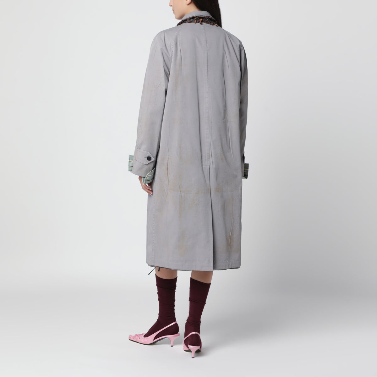 Wendbarer Mantel aus Twill und Hahnentrittmuster mit Vintage-Effekt