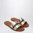 Platinum colored strap sandals in leather