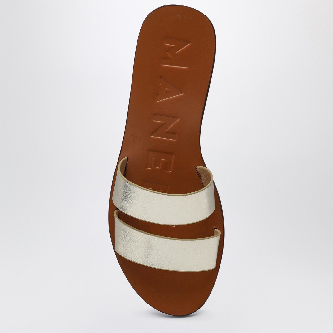 Sandali con fasce color platino in pelle