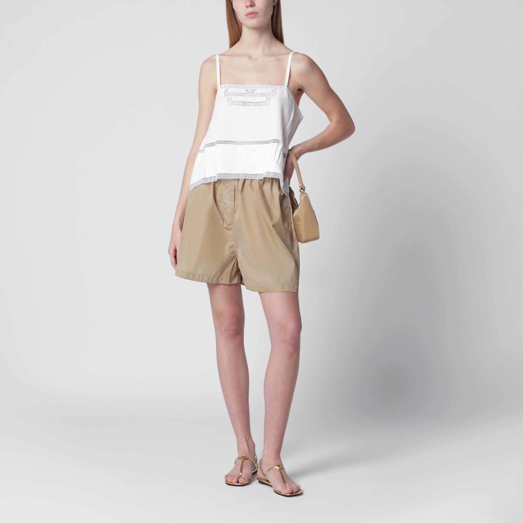 White linen and lace top