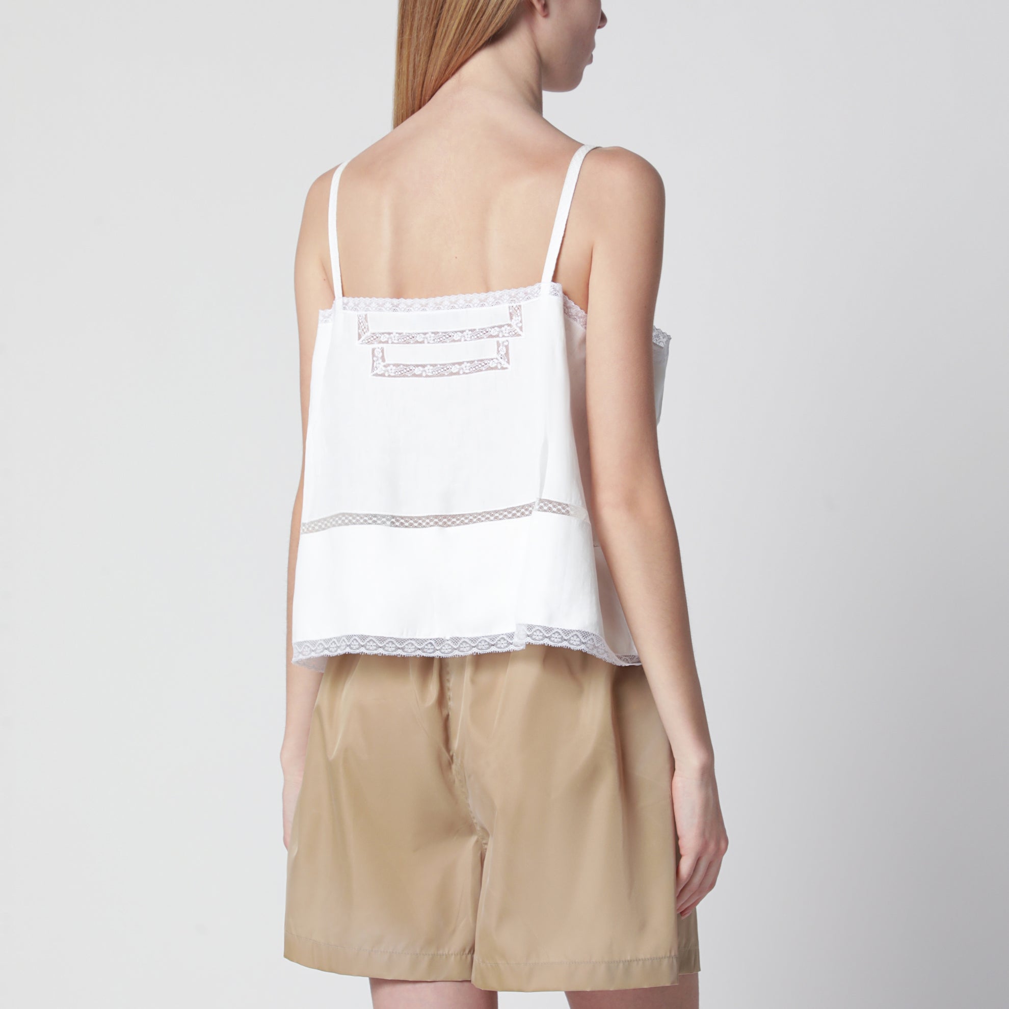 White linen and lace top