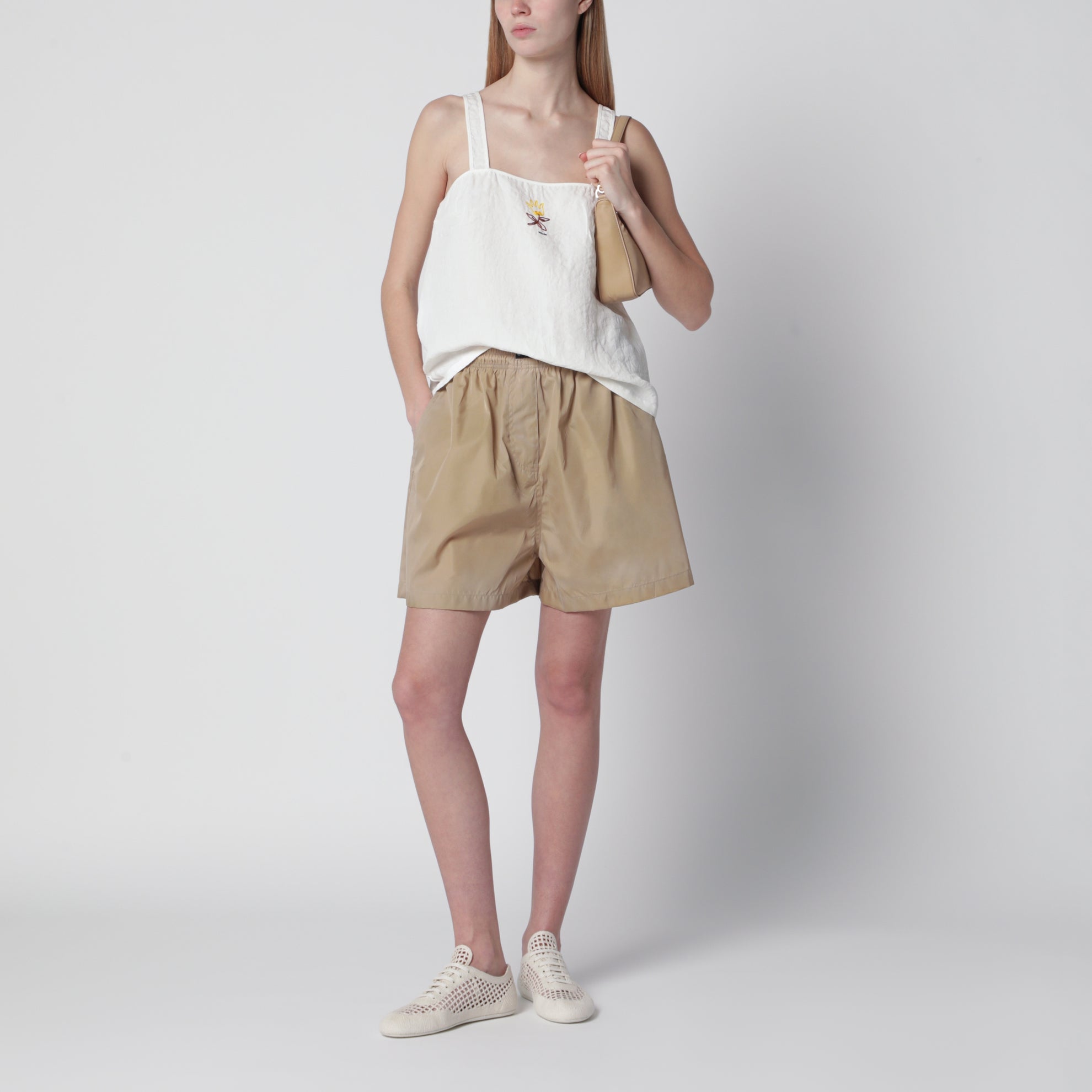 White linen top with embroidery