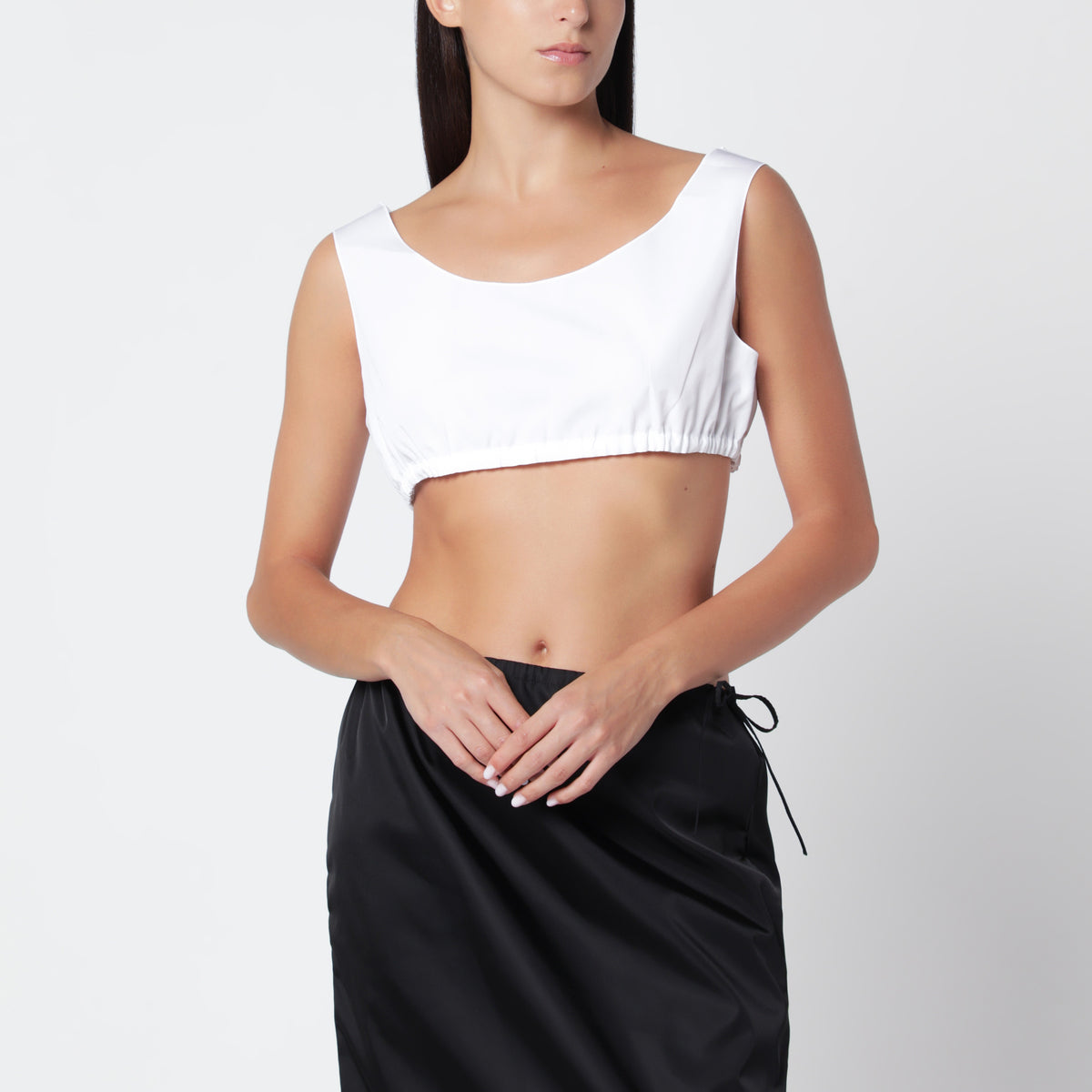 White cotton poplin top