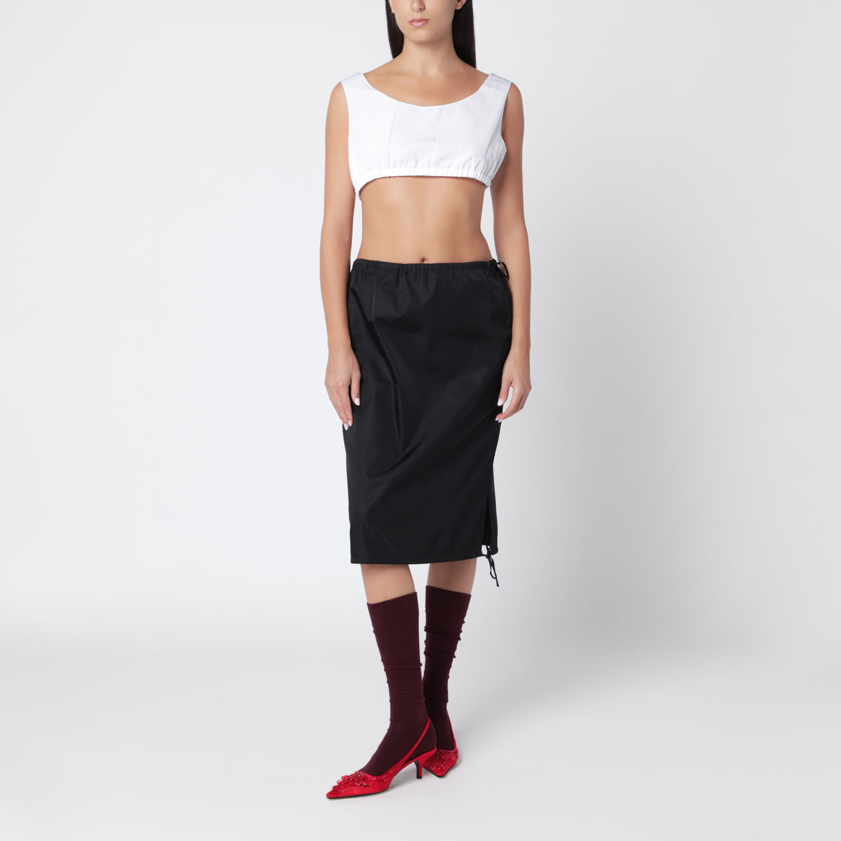 White cotton poplin top