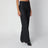 Black pinstripe wool-blend trousers