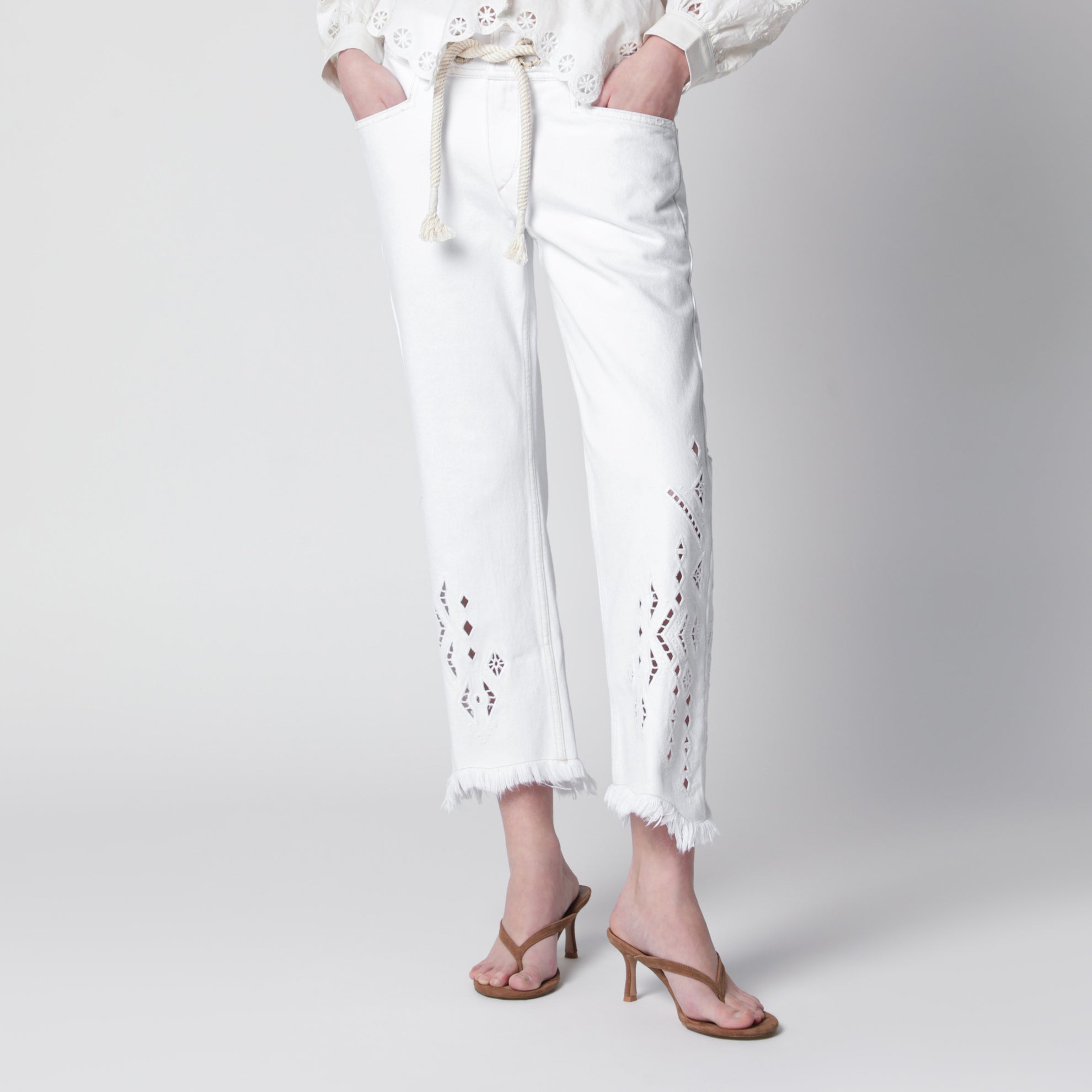 Pantaloni Alison kick flare in denim di cotone bianco