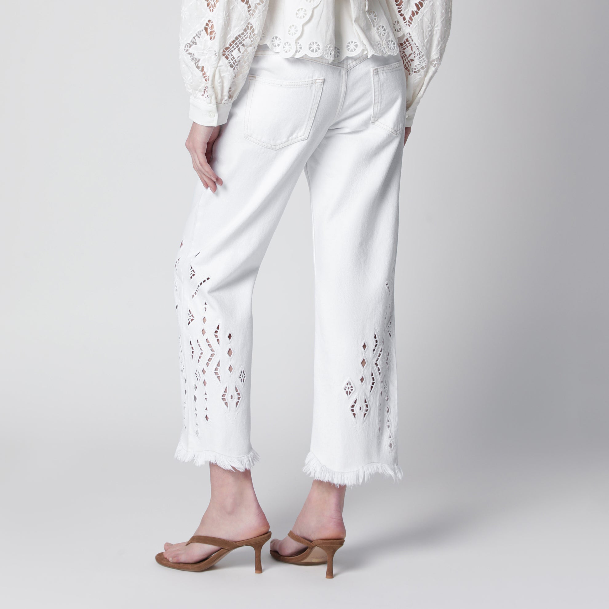 Pantaloni Alison kick flare in denim di cotone bianco