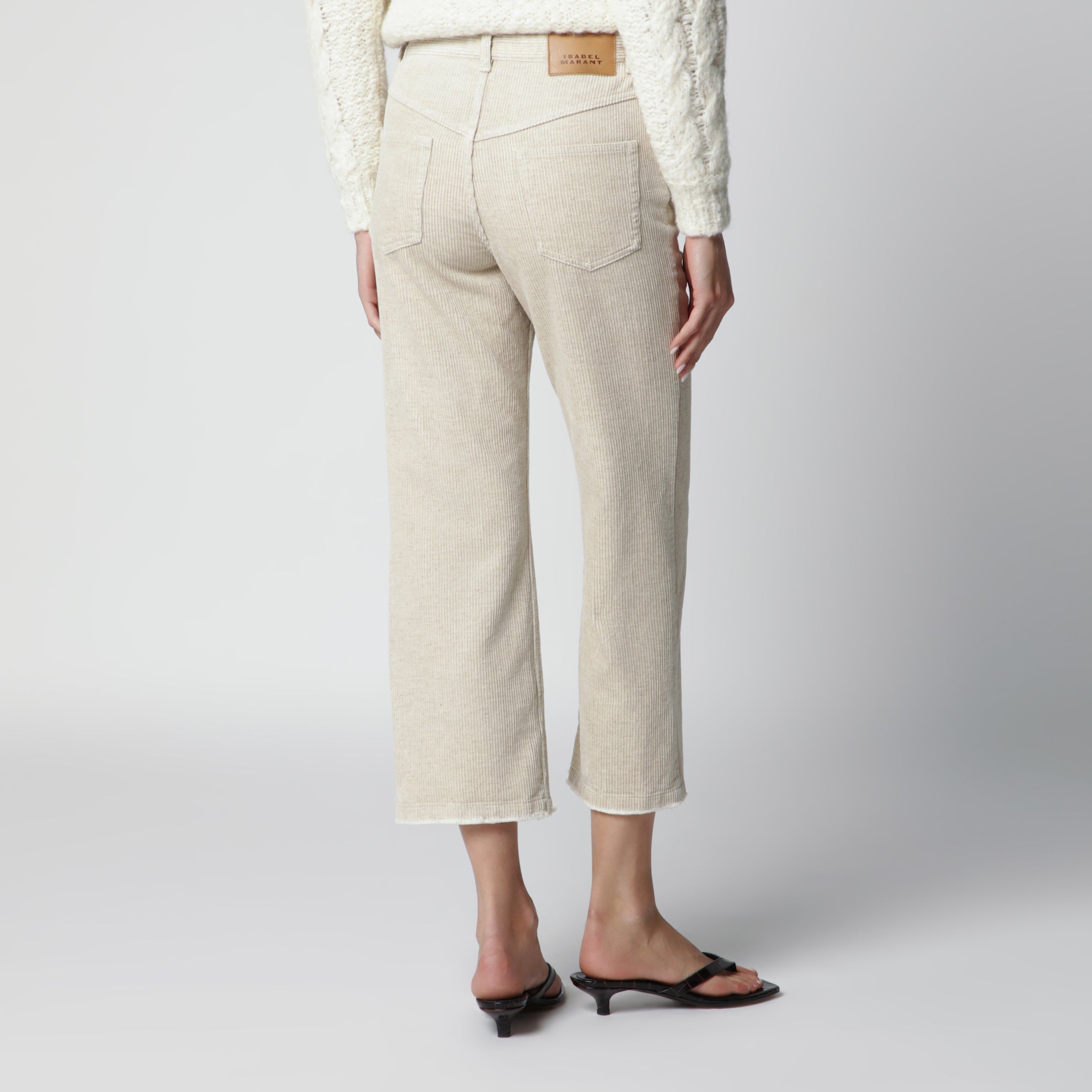 Écru corduroy capri trousers