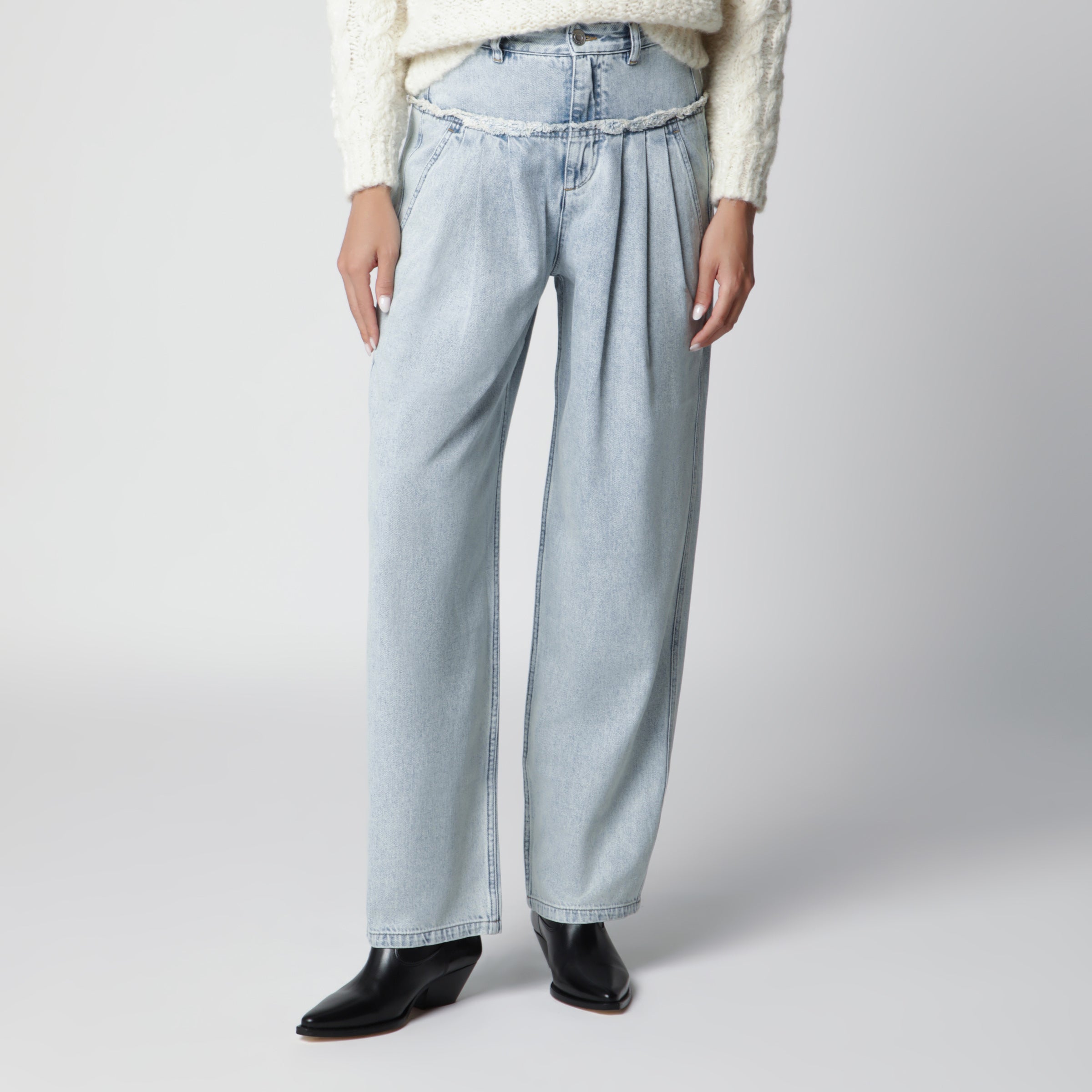 ISABEL MARANT Étoile Iniza pleated jeans in light blue denim