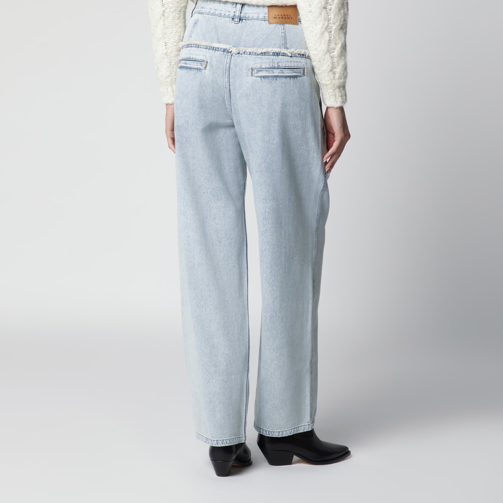Iniza pleated jeans in light blue denim