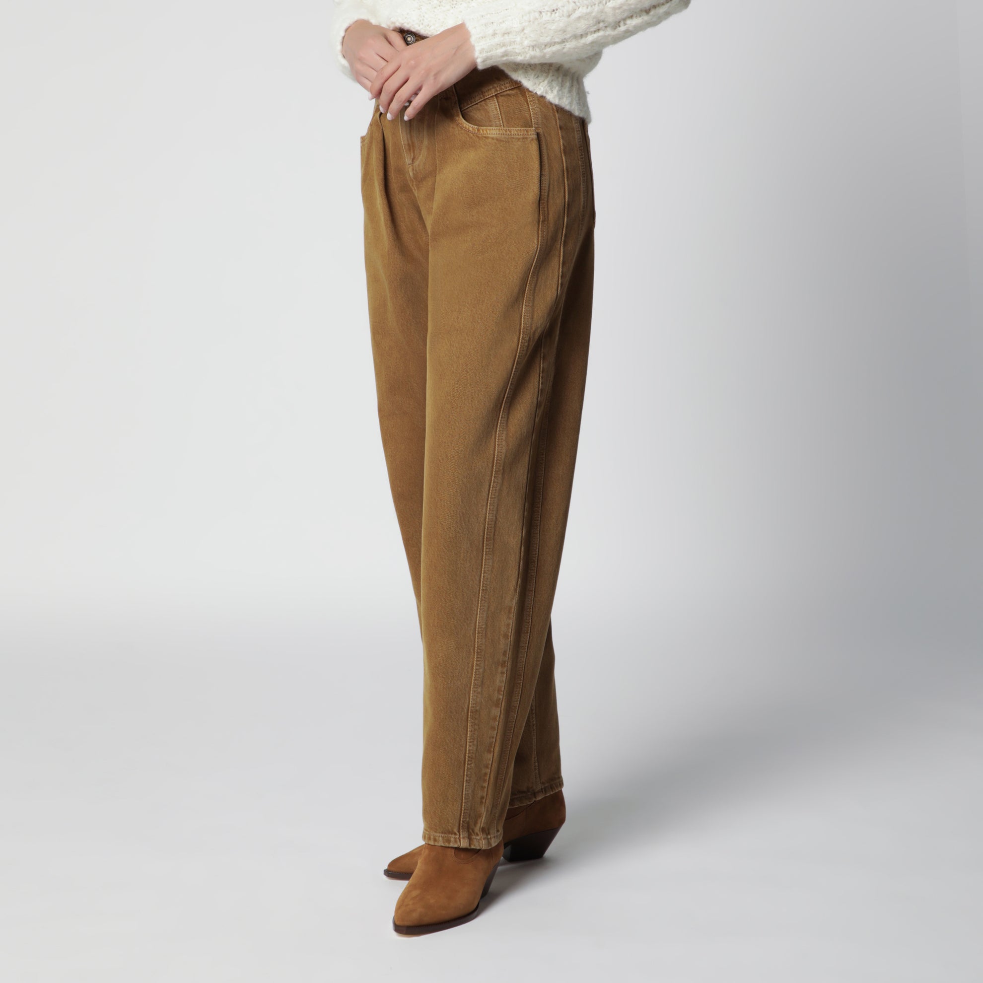 Jean barrel Lisha en denim de coton bronze