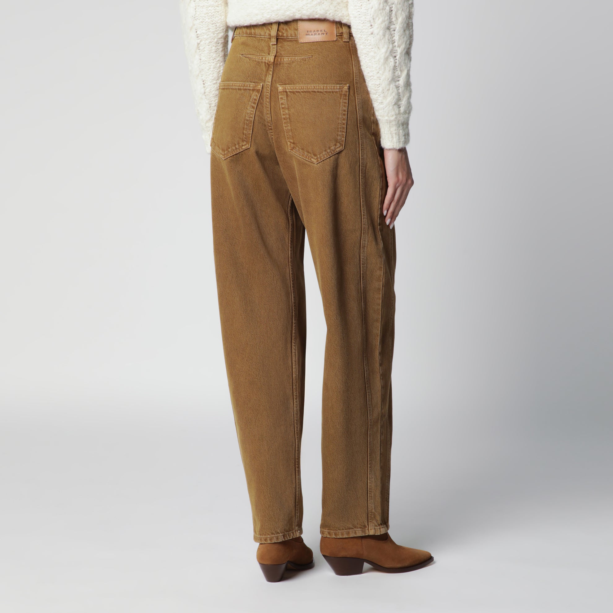 Jean barrel Lisha en denim de coton bronze