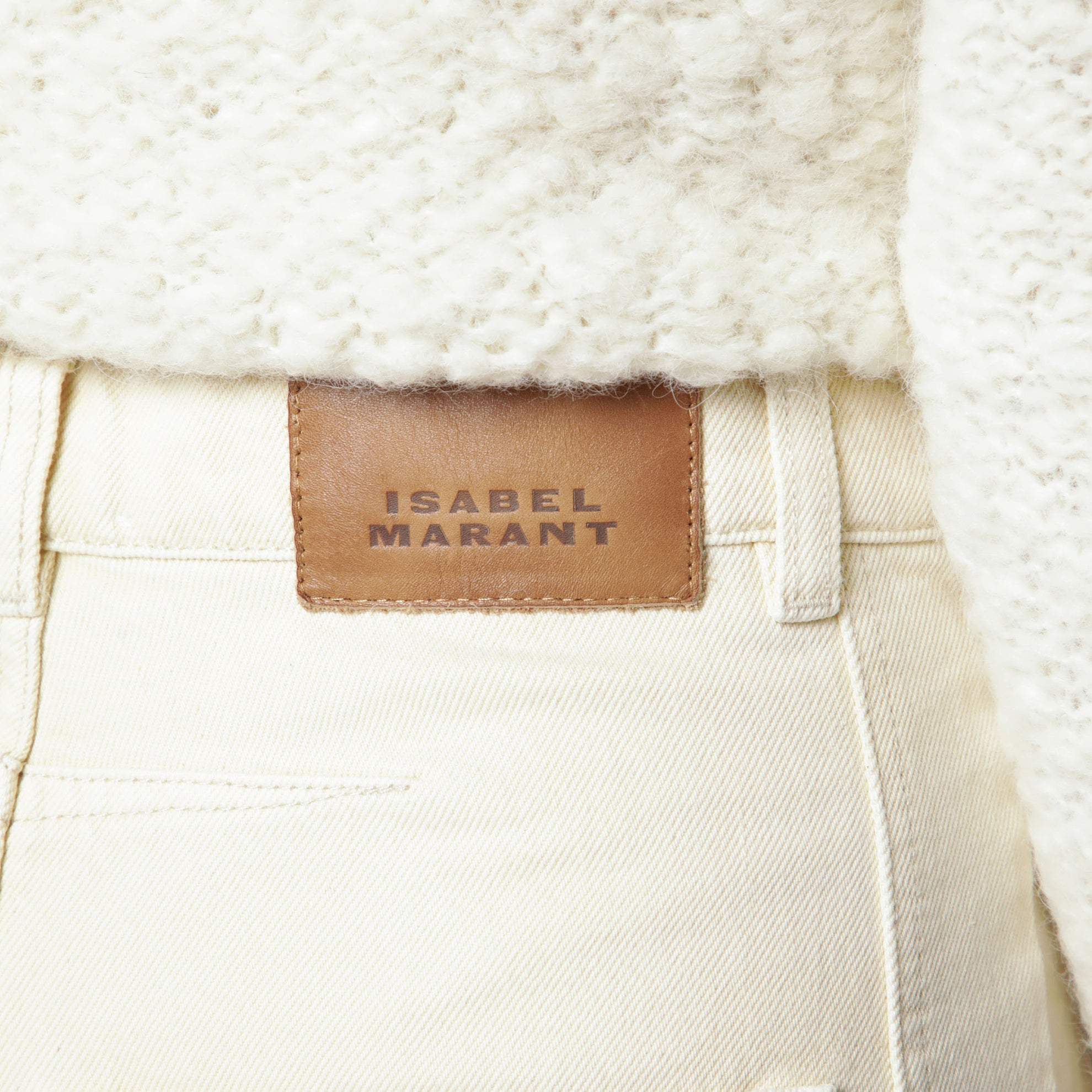 Jeans Lisha barrel in denim di cotone beige