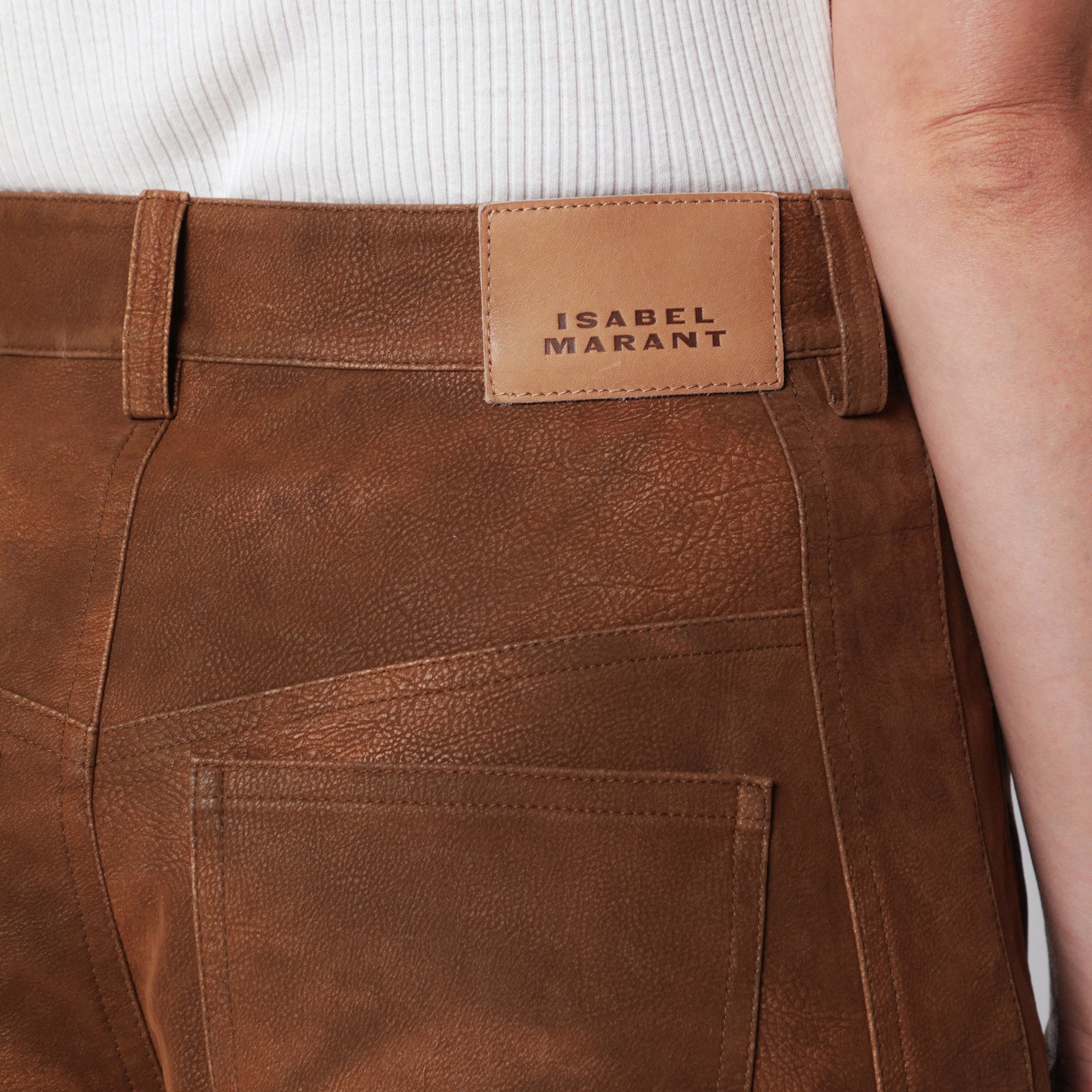 Pantaloni Belky marroni in ecocamoscio