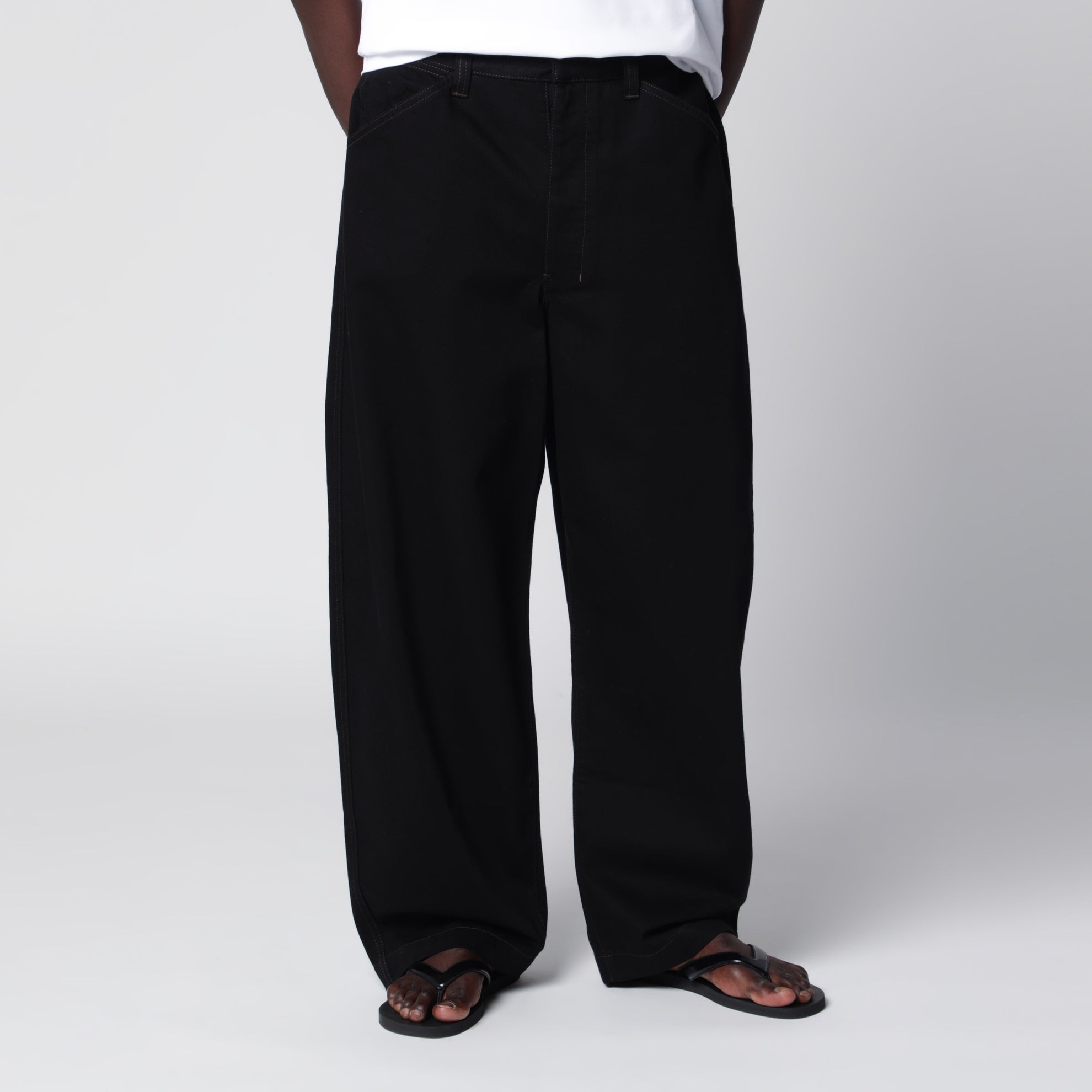 Pantalon ample en coton noir