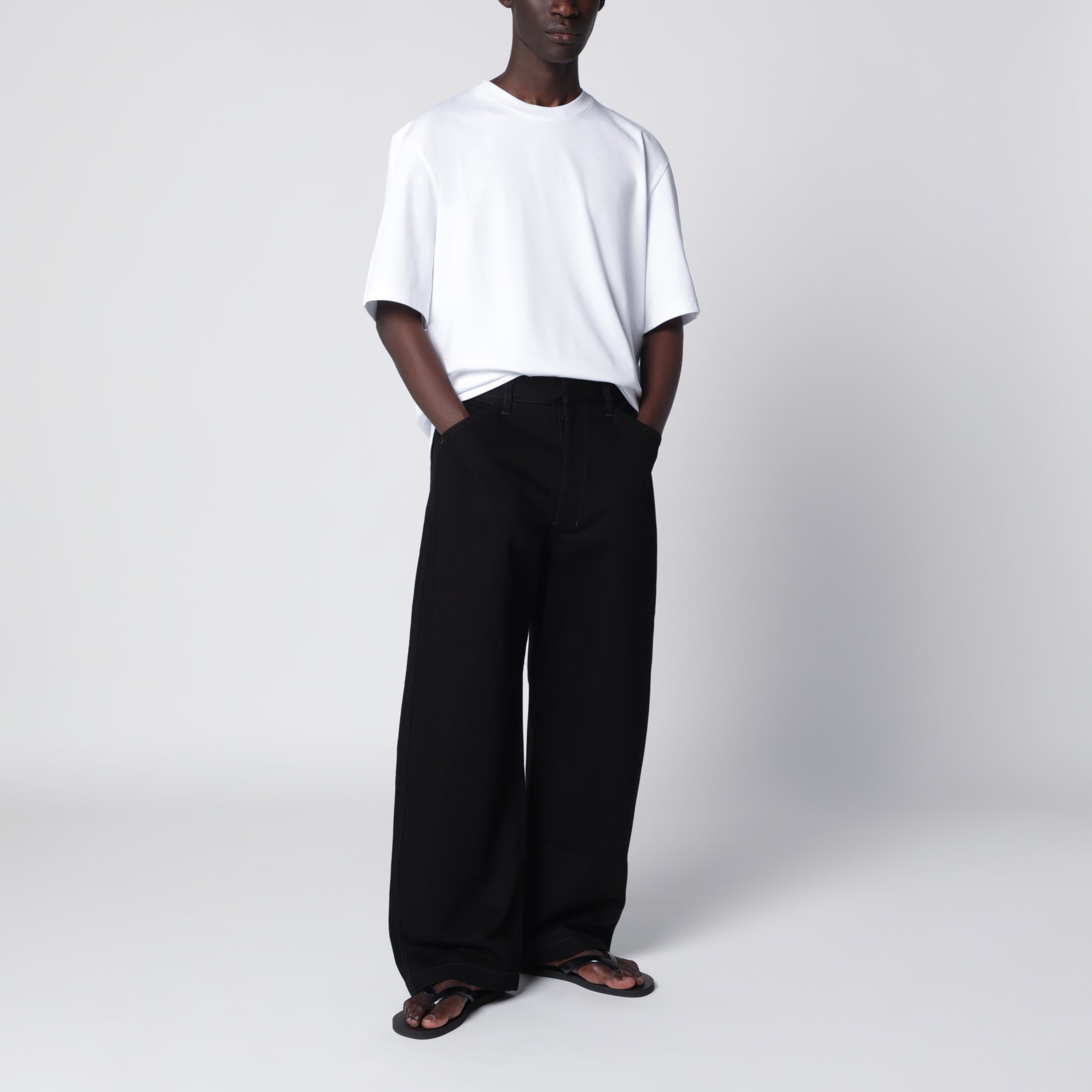 Pantalon ample en coton noir