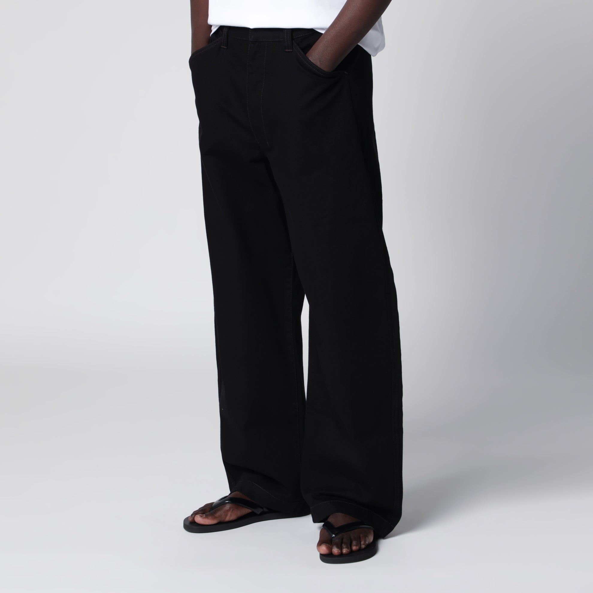 Pantalon ample en coton noir