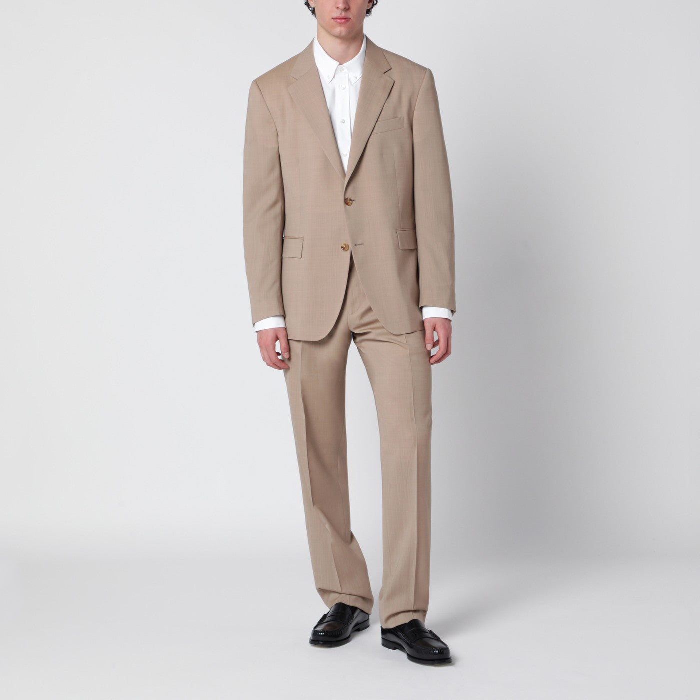 【林】LARDINI ベージュ スーツ Lardini Beige single-breasted linen suit | TheDoubleF