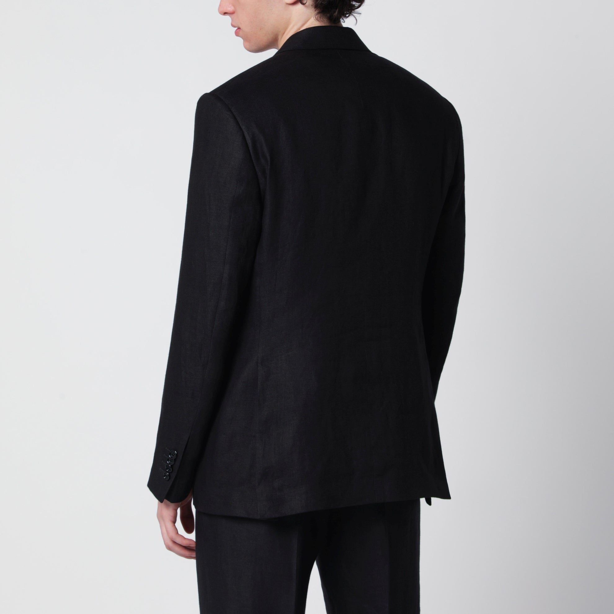 Veste à un bouton Noir en Lin