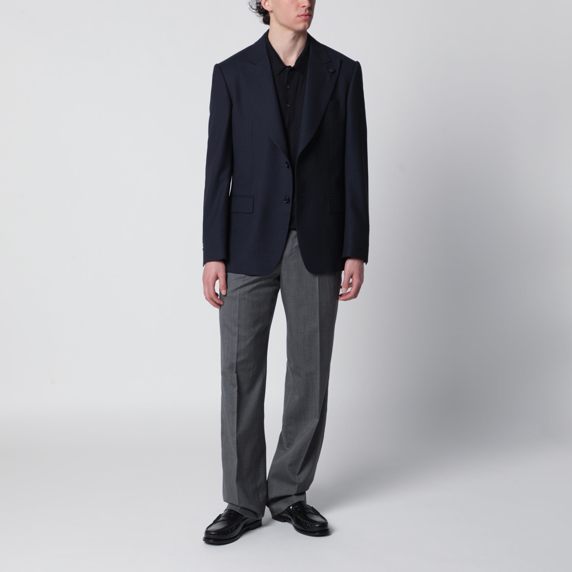Single-Breasted Blue Wool Jacket