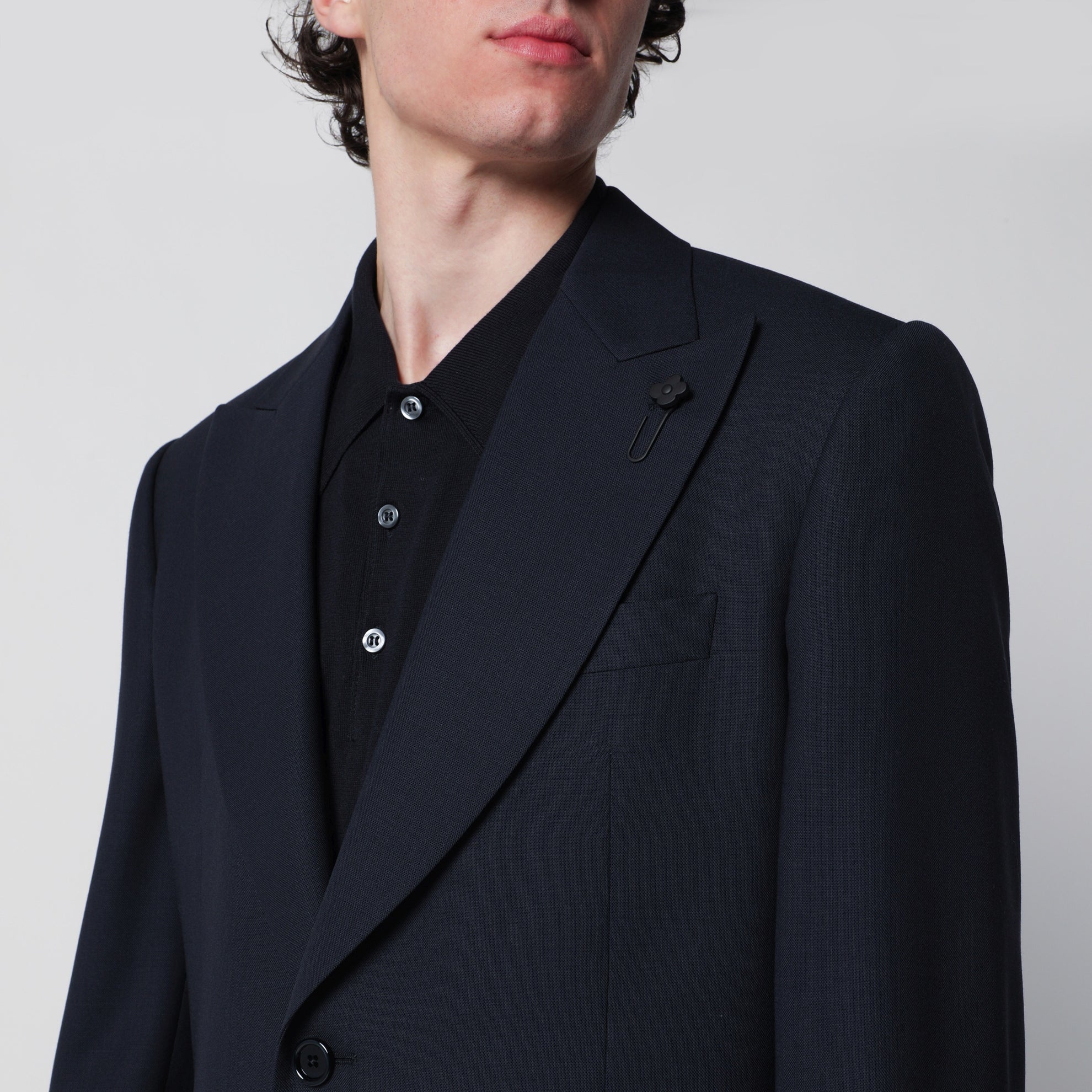 Single-Breasted Blue Wool Jacket