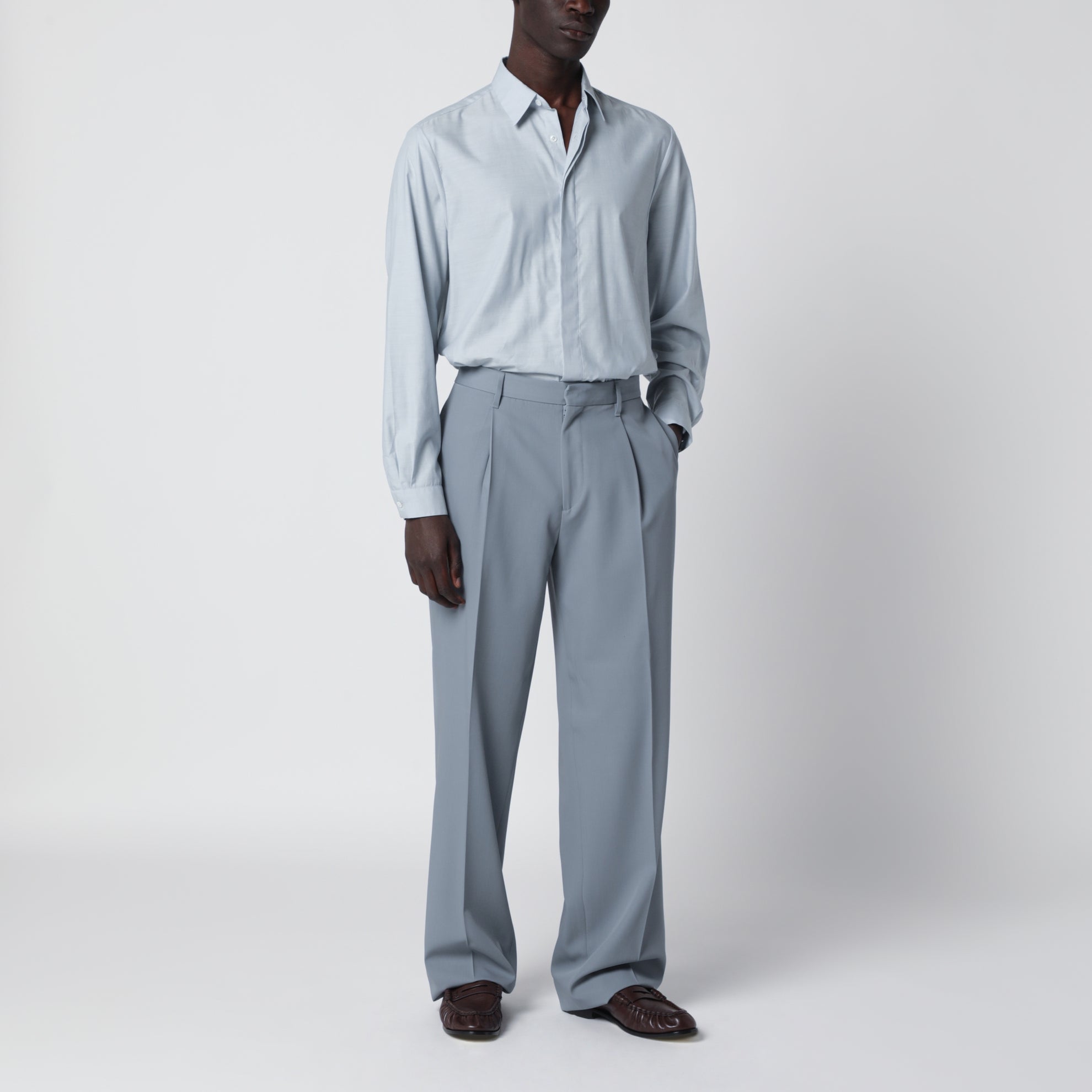Light Blue Cotton Blend Shirt