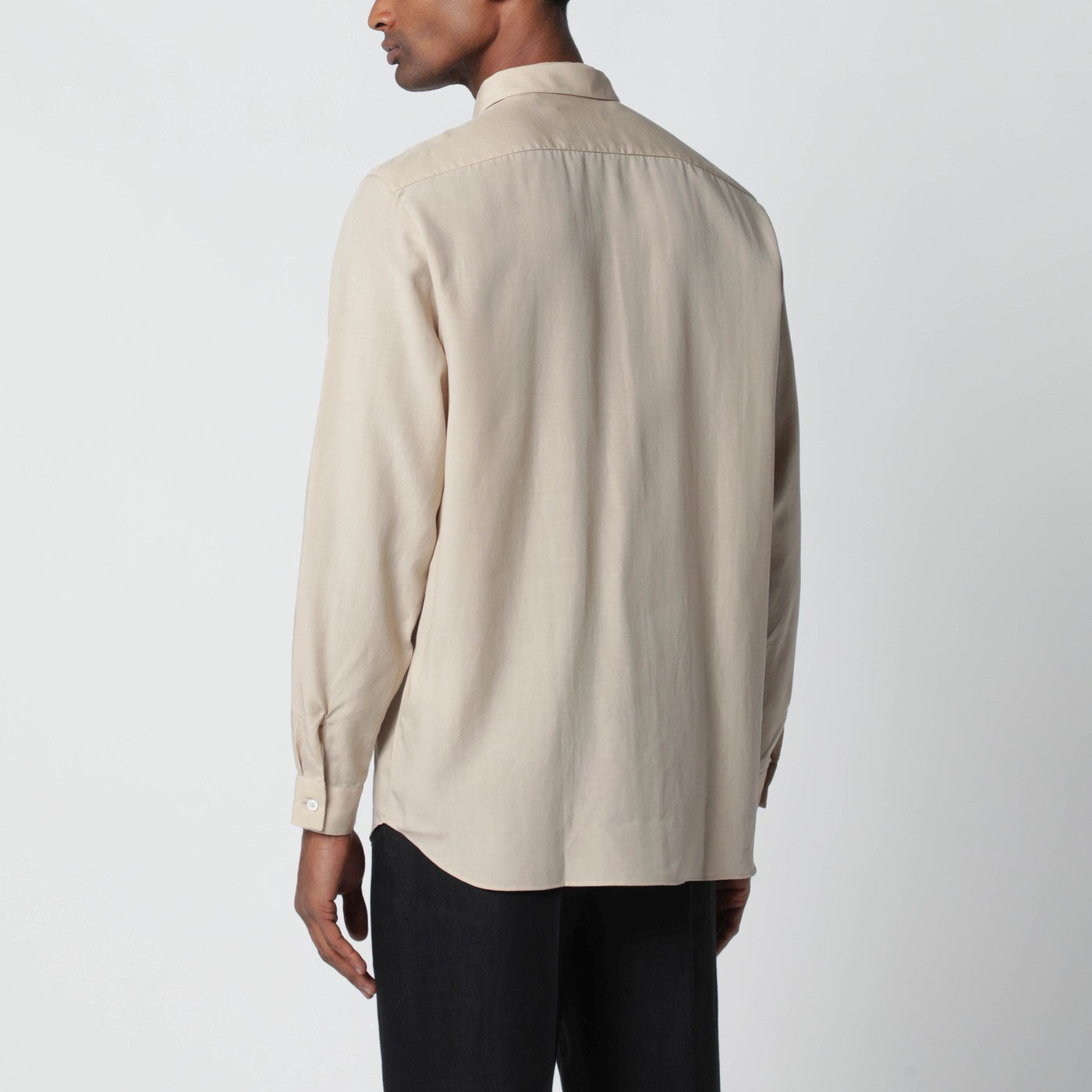 Beige linen-blend shirt